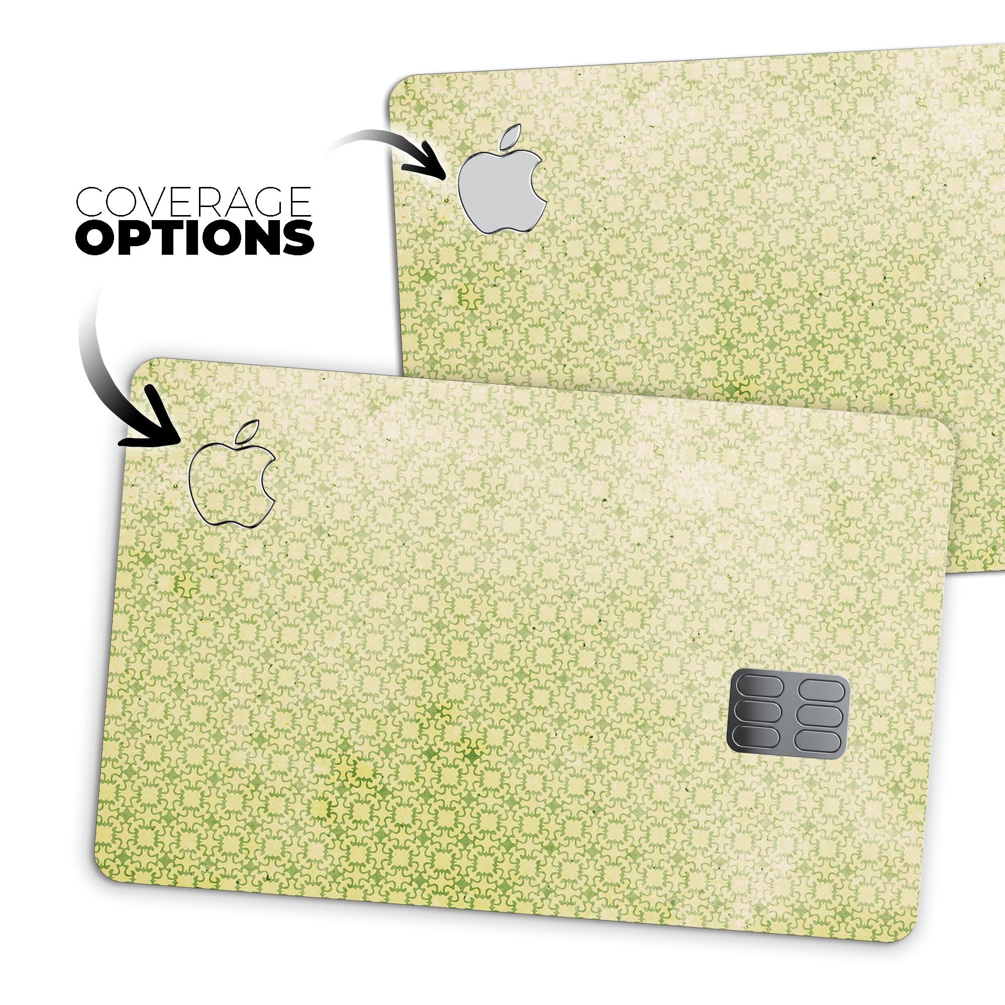 Light Green Grunge Micro Square Pattern decal for Apple Card, showcasing a stylish design and premium vinyl material.