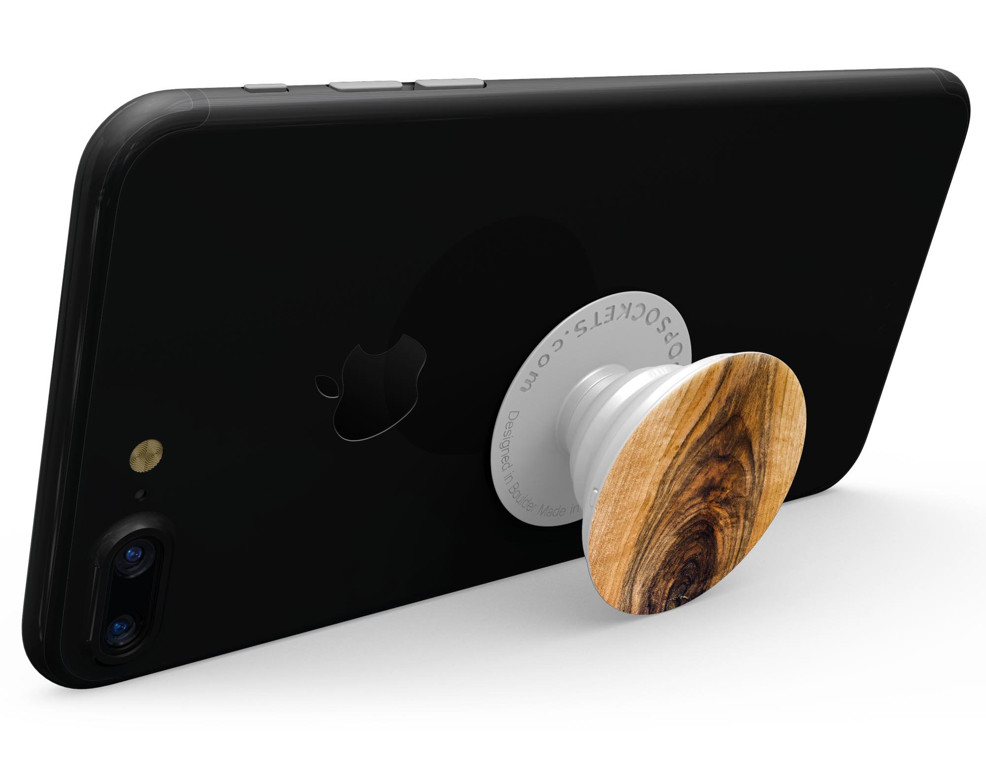 Light Knotted Woodgrain Skin Kit for PopSockets, showcasing a stylish woodgrain design on a smartphone grip.