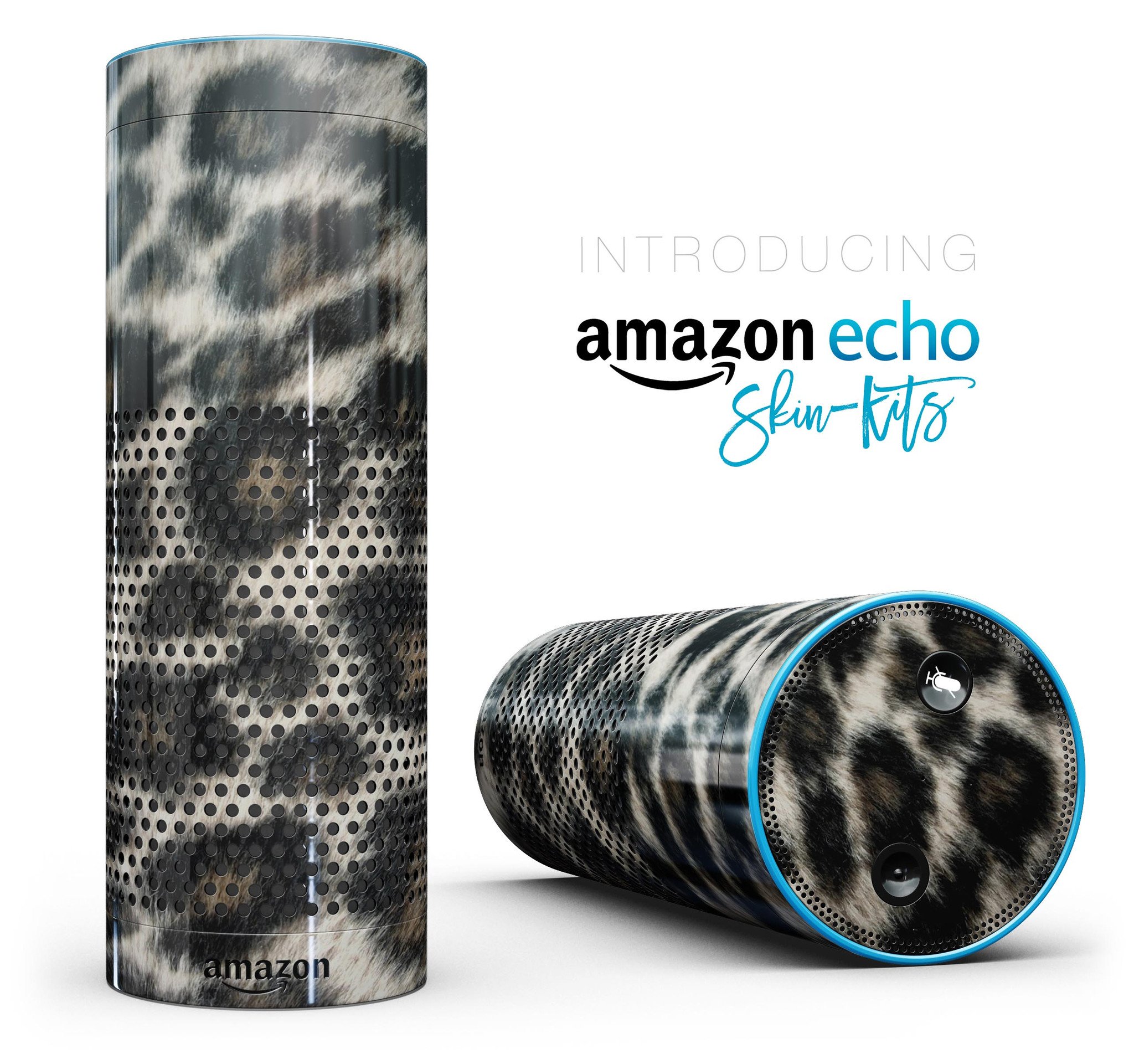 Light Leopard Fur skin kit for Amazon Echo, showcasing a stylish design with full-body coverage.
