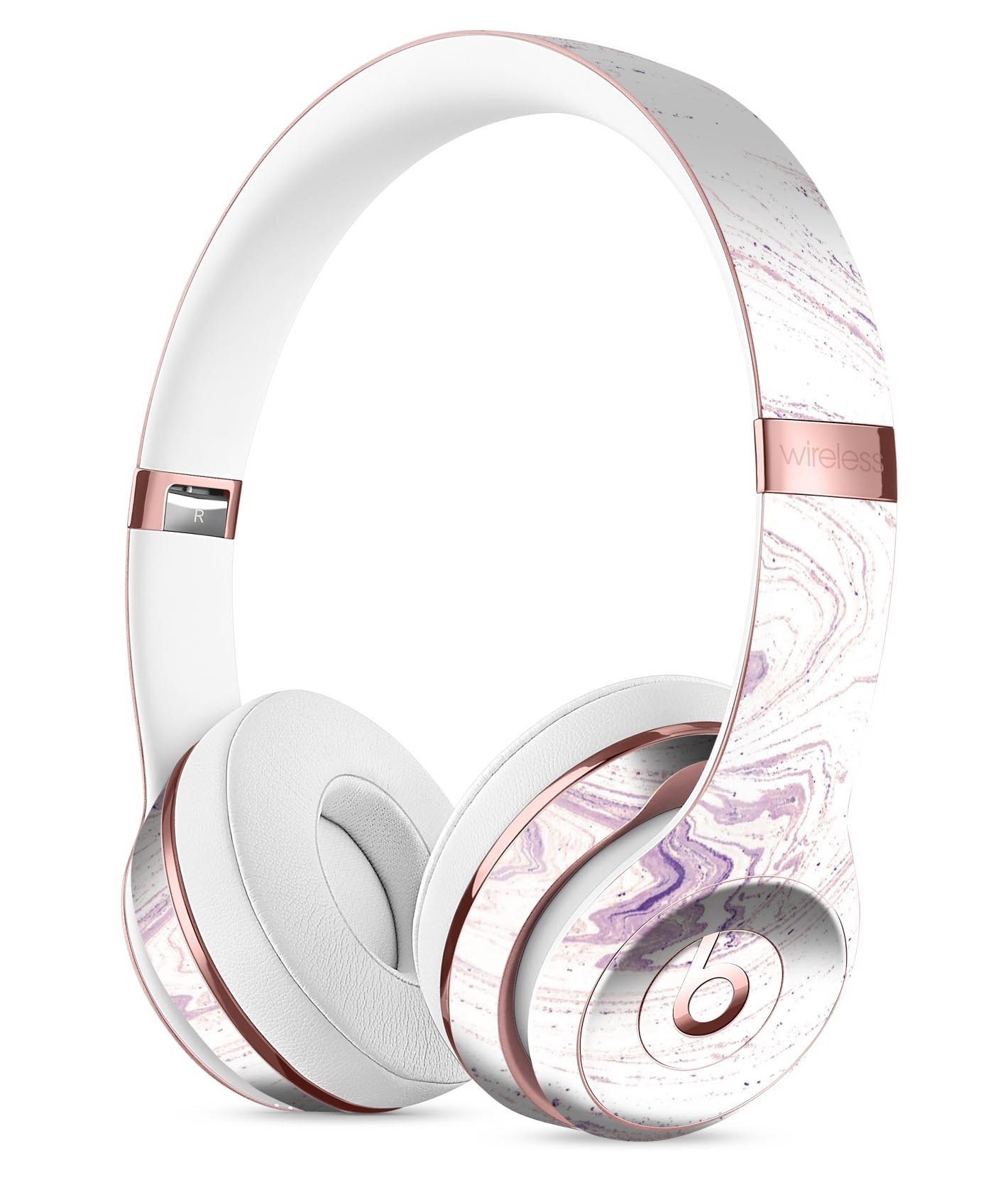 Light Purple Textured Marble Full-Body Skin Kit for Beats by Dre Solo 3 Wireless Headphones, showcasing a stylish design and premium vinyl material.