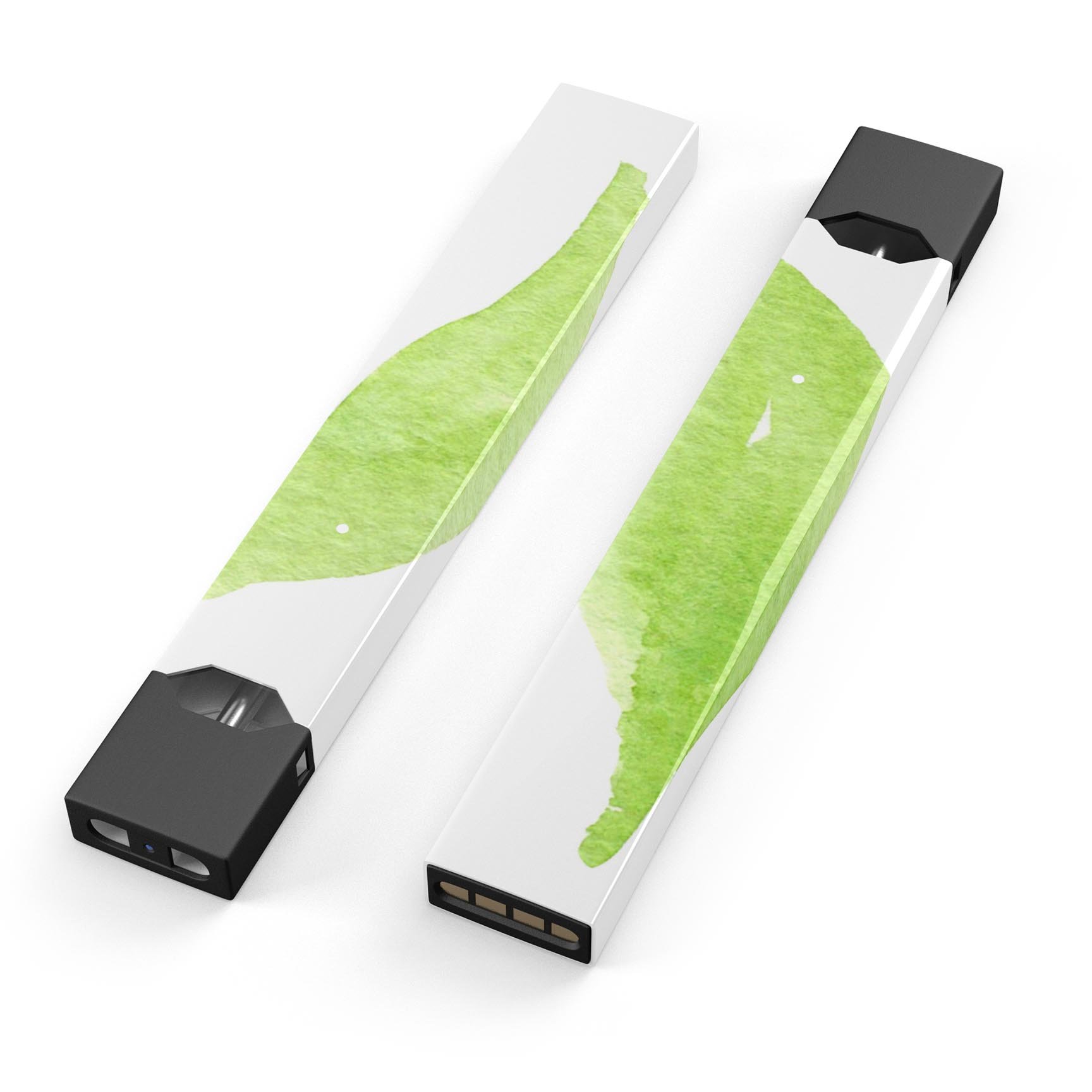 Lime Watercolor Leaves skin-wrap sticker designed for JUUL vaping device, showcasing vibrant colors and precise cut.