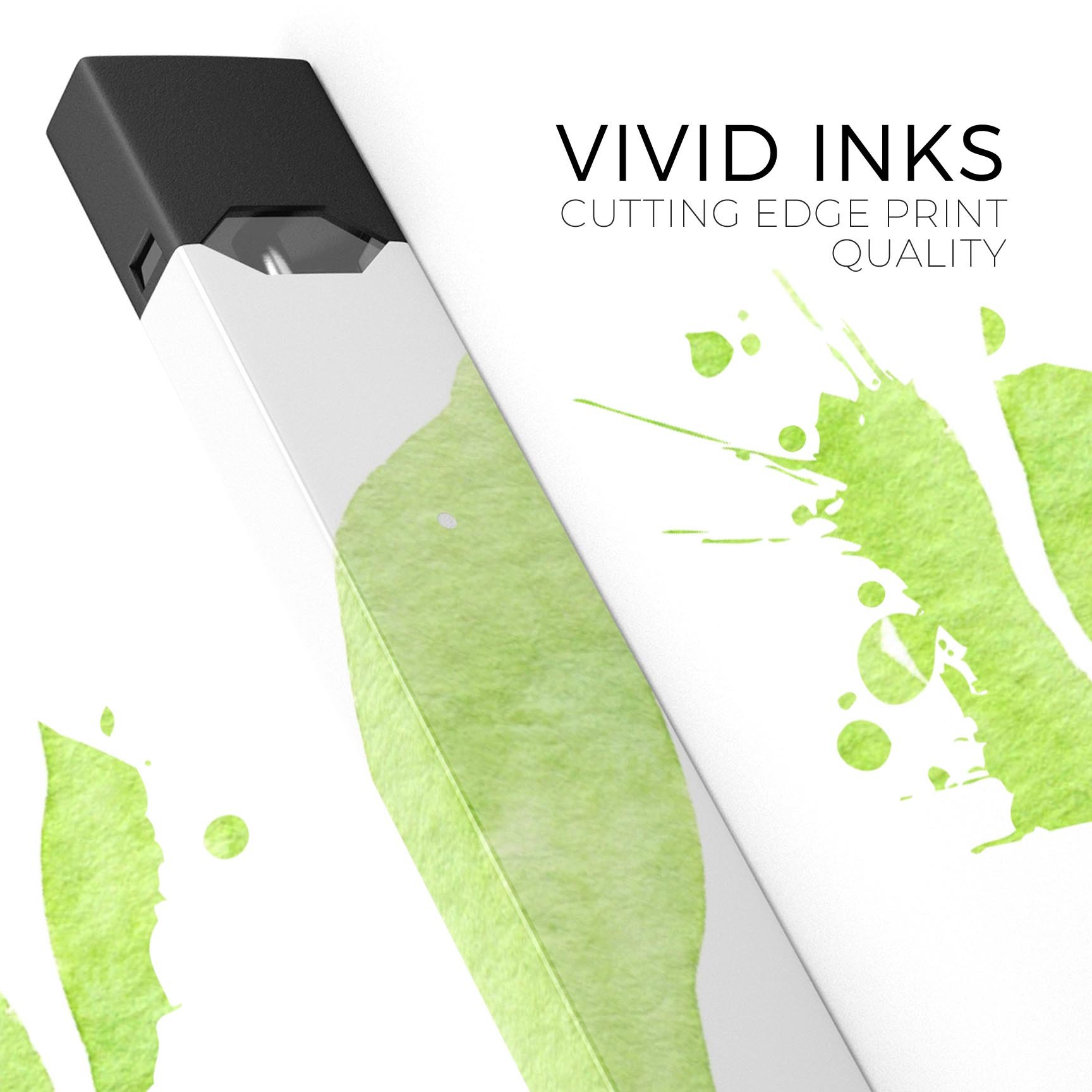 Lime Watercolor Leaves skin-wrap sticker designed for JUUL vaping device, showcasing vibrant colors and precise cut.