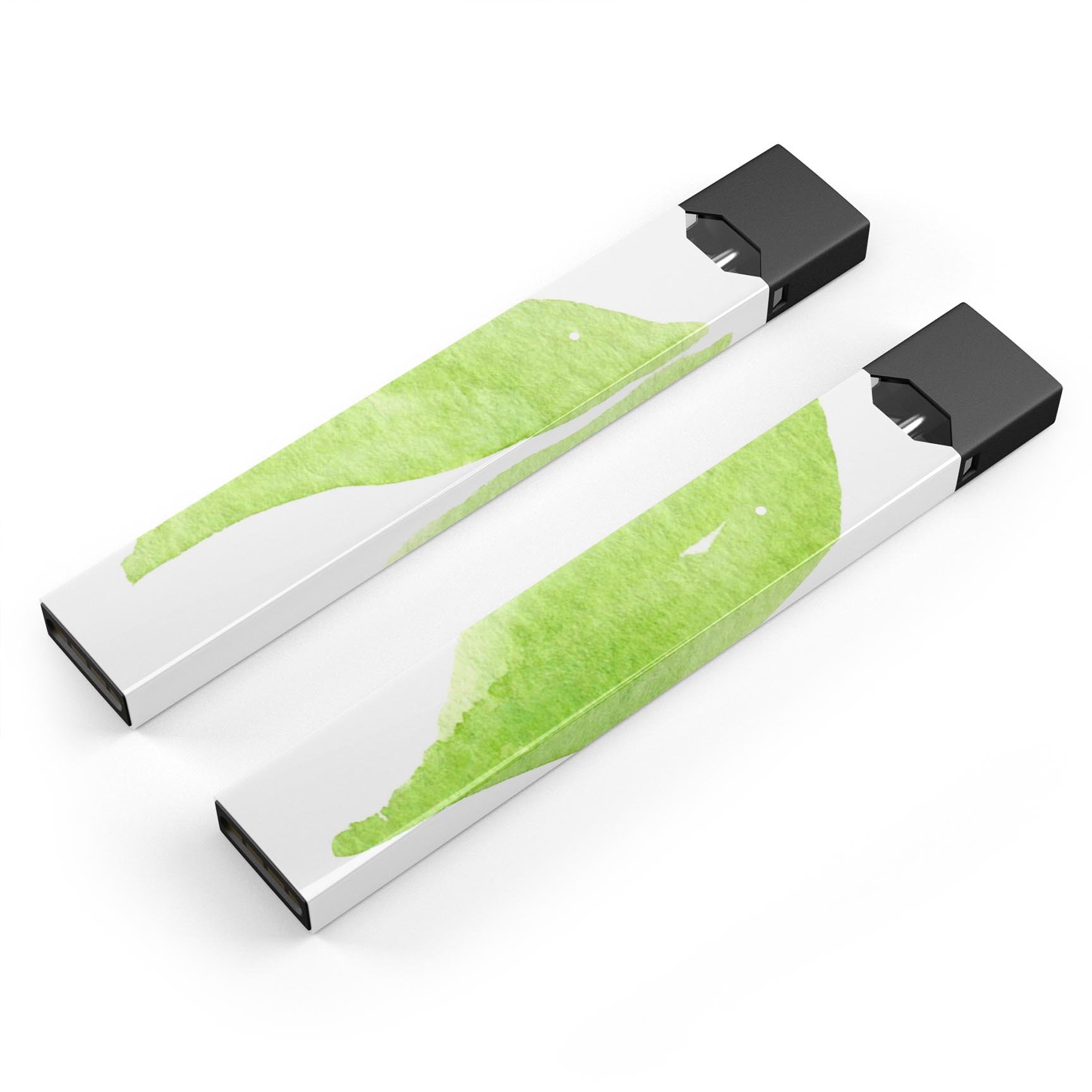 Lime Watercolor Leaves skin-wrap sticker designed for JUUL vaping device, showcasing vibrant colors and precise cut.