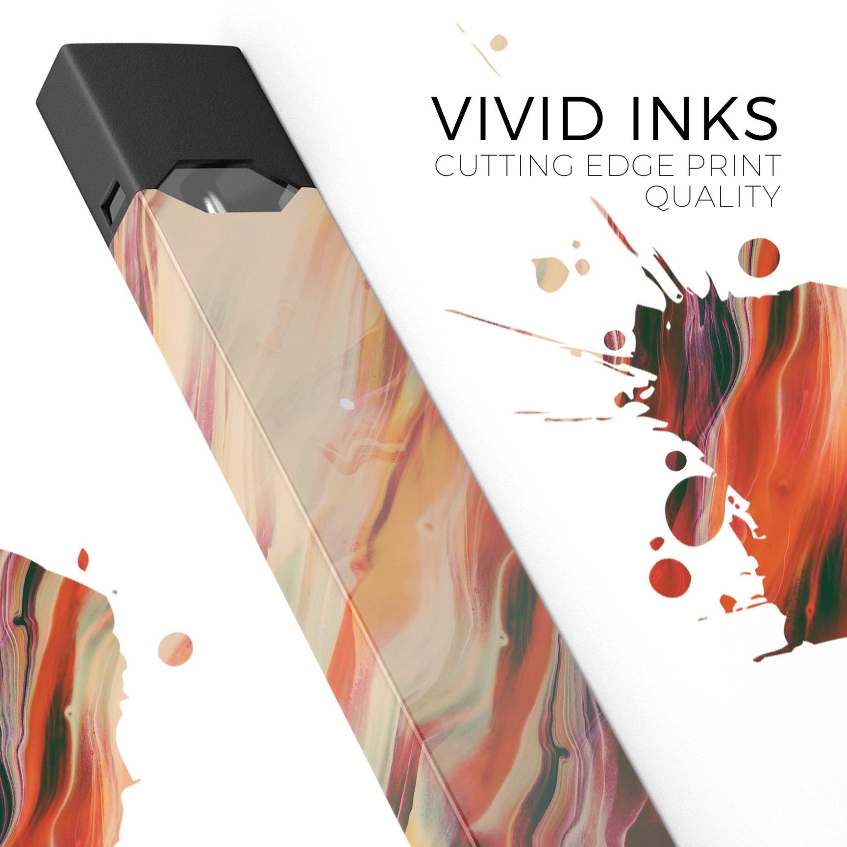 Liquid Abstract Paint Remix V1 skin-wrap for JUUL device, showcasing vibrant colors and precise cut.