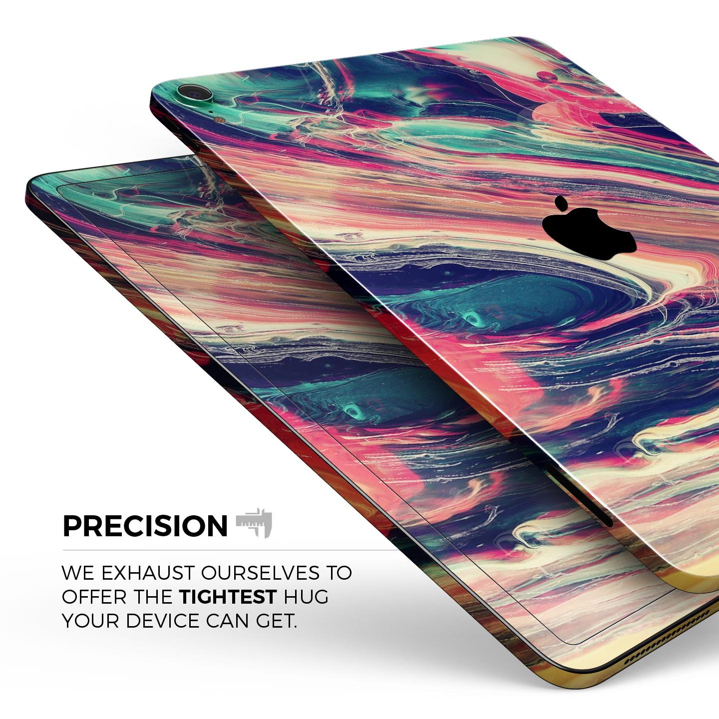 Liquid Abstract Paint Remix V10 skin decal for Apple devices, showcasing vibrant colors and a sleek design, made from premium 3M materials.