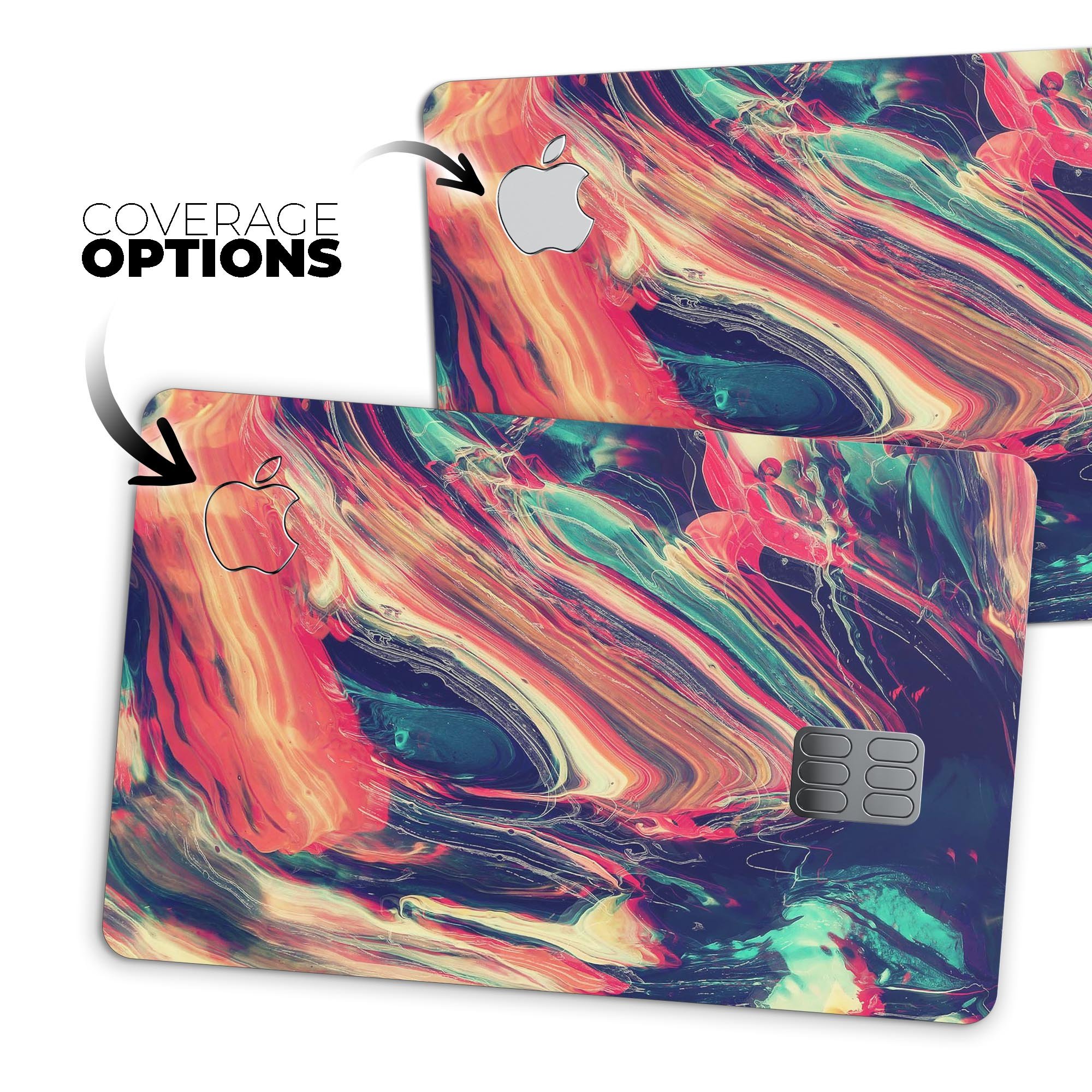Liquid Abstract Paint Remix V10 skin for Apple Card, showcasing premium vinyl design with glossy and matte finish options.