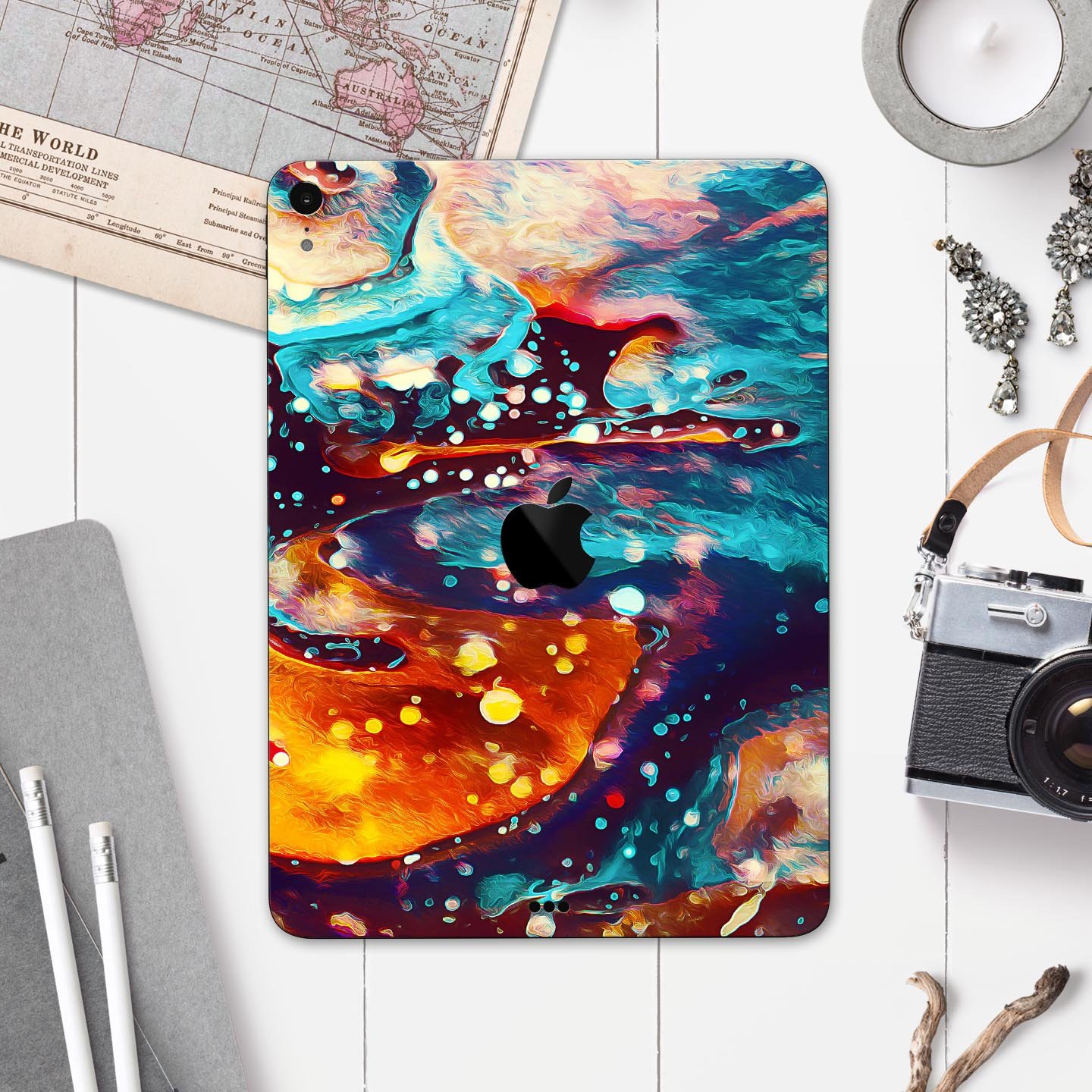 Liquid Abstract Paint Remix V22 full body skin decal for Apple devices, showcasing vibrant colors and a sleek design.