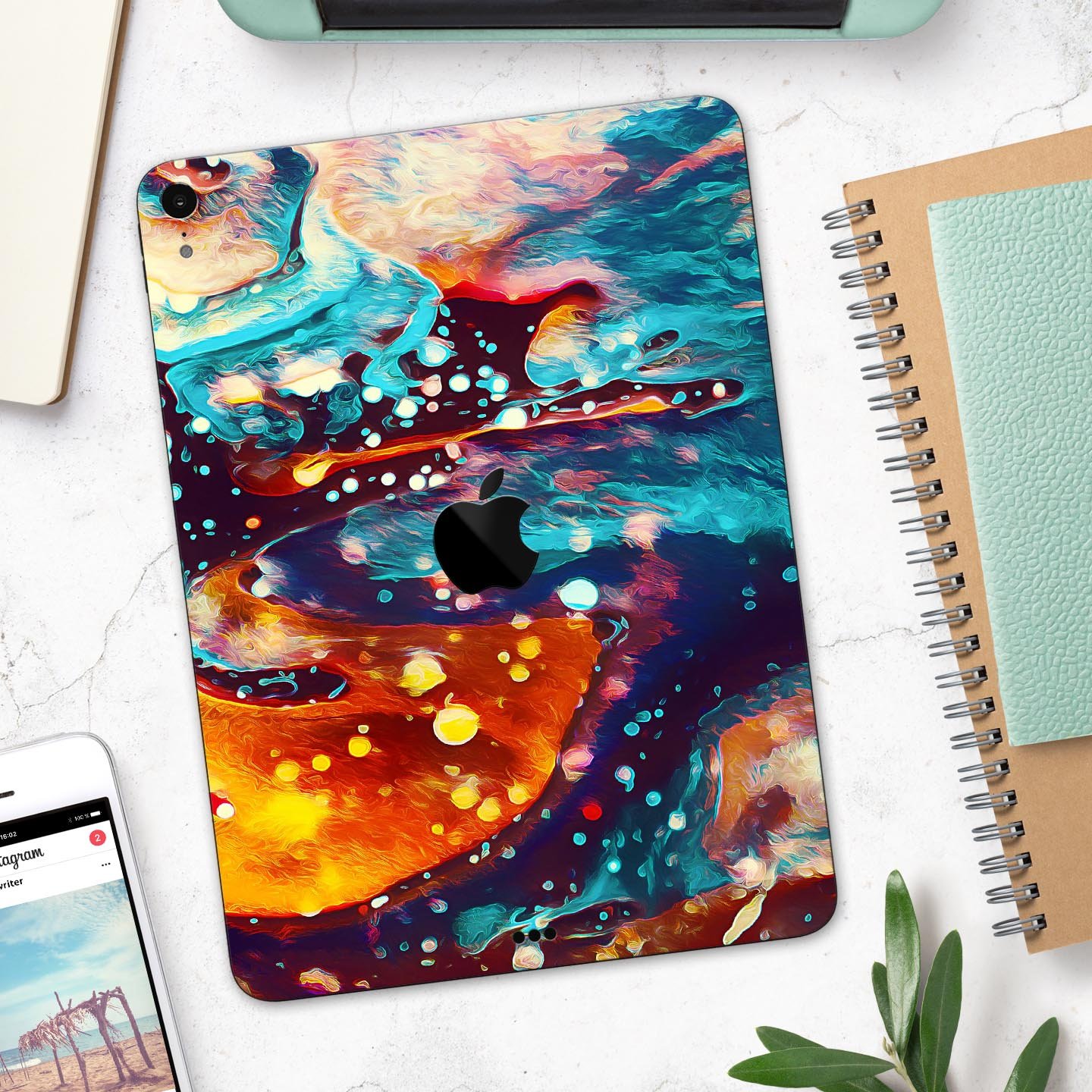 Liquid Abstract Paint Remix V22 full body skin decal for Apple devices, showcasing vibrant colors and a sleek design.