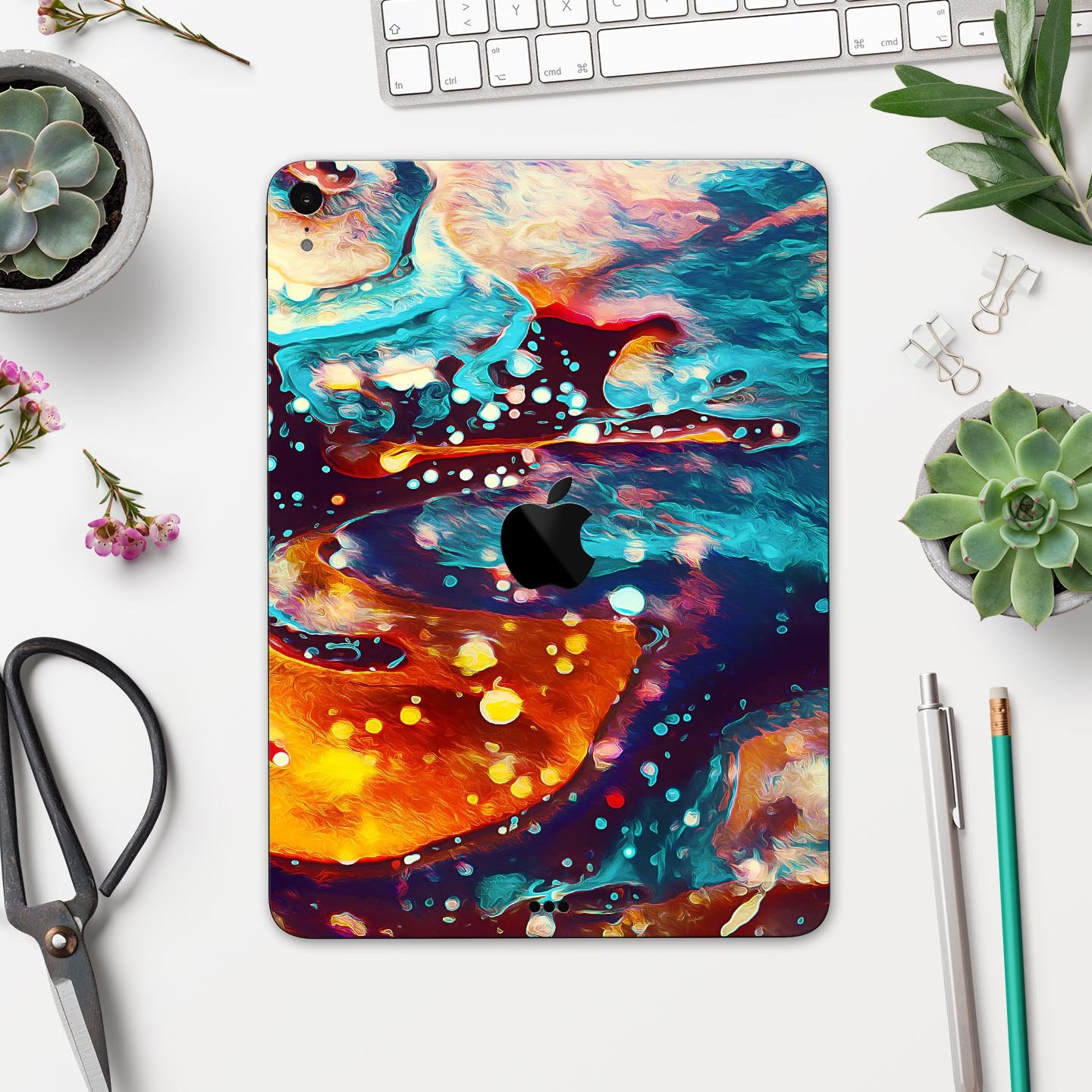 Liquid Abstract Paint Remix V22 full body skin decal for Apple devices, showcasing vibrant colors and a sleek design.