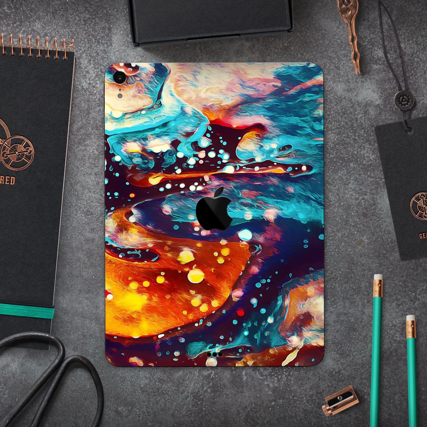 Liquid Abstract Paint Remix V22 full body skin decal for Apple devices, showcasing vibrant colors and a sleek design.