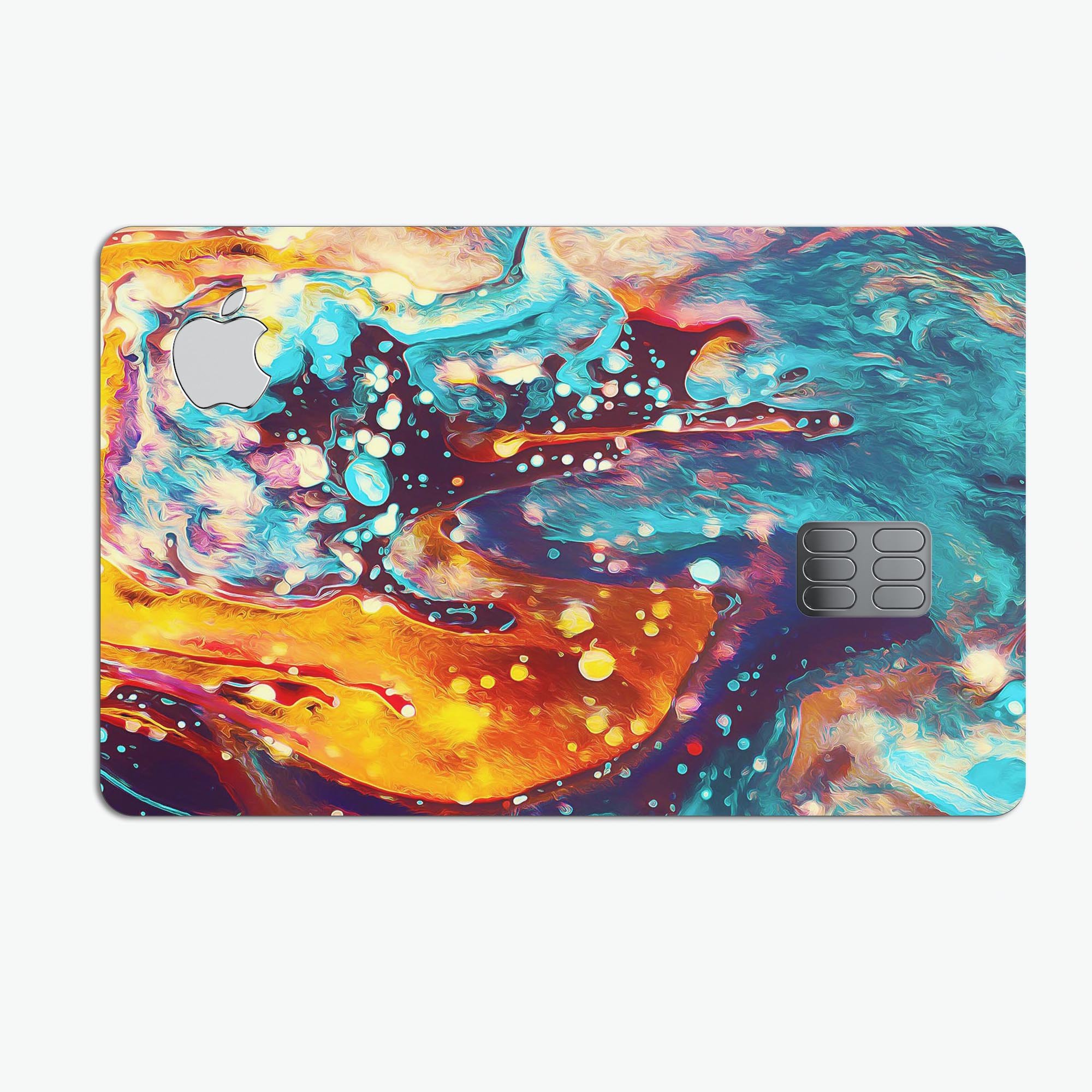 Liquid Abstract Paint Remix V22 skin for Apple Card, showcasing vibrant design and premium vinyl material.