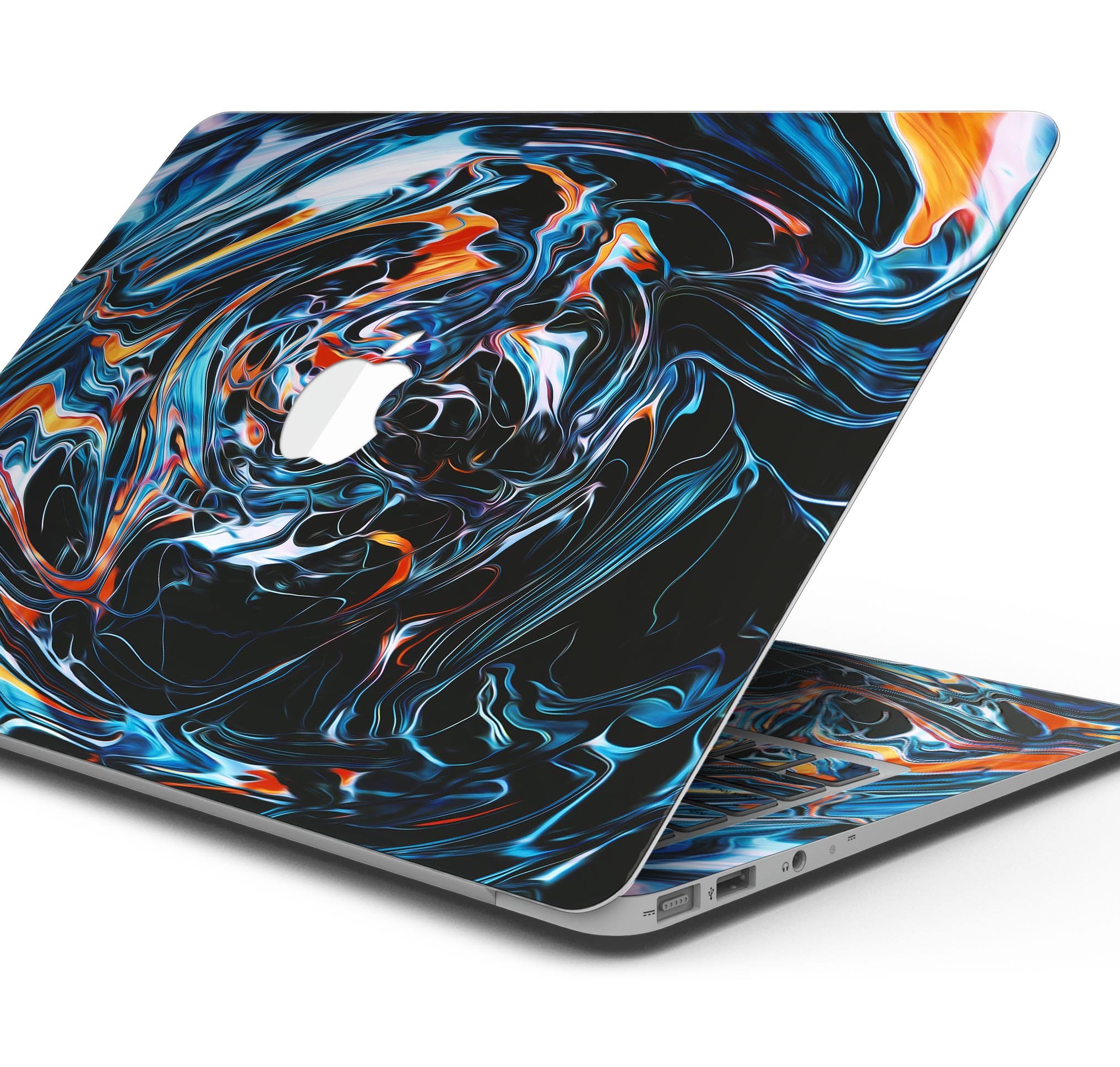 Liquid Abstract Paint Remix V2 skin decal wrap kit for MacBook, showcasing vibrant colors and a sleek design.