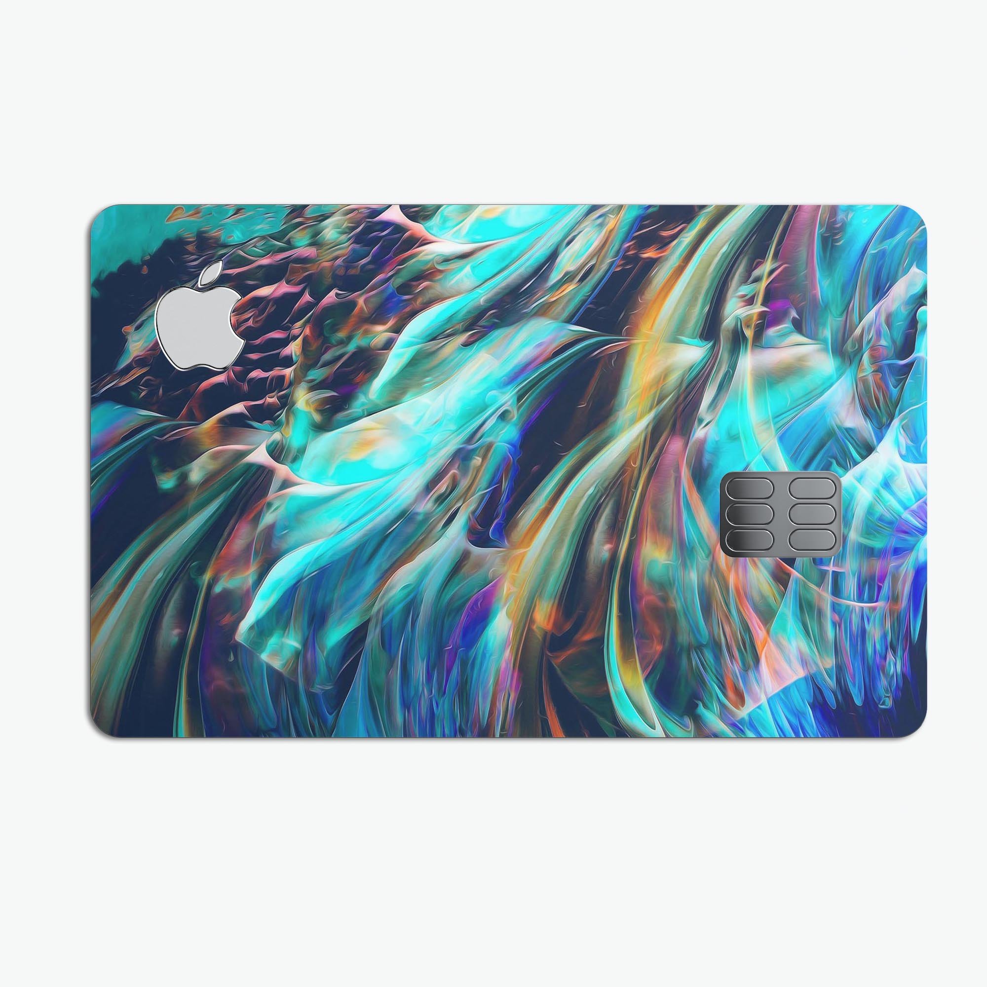 Liquid Abstract Paint Remix V28 skin for Apple Card, showcasing vibrant design and premium vinyl material.