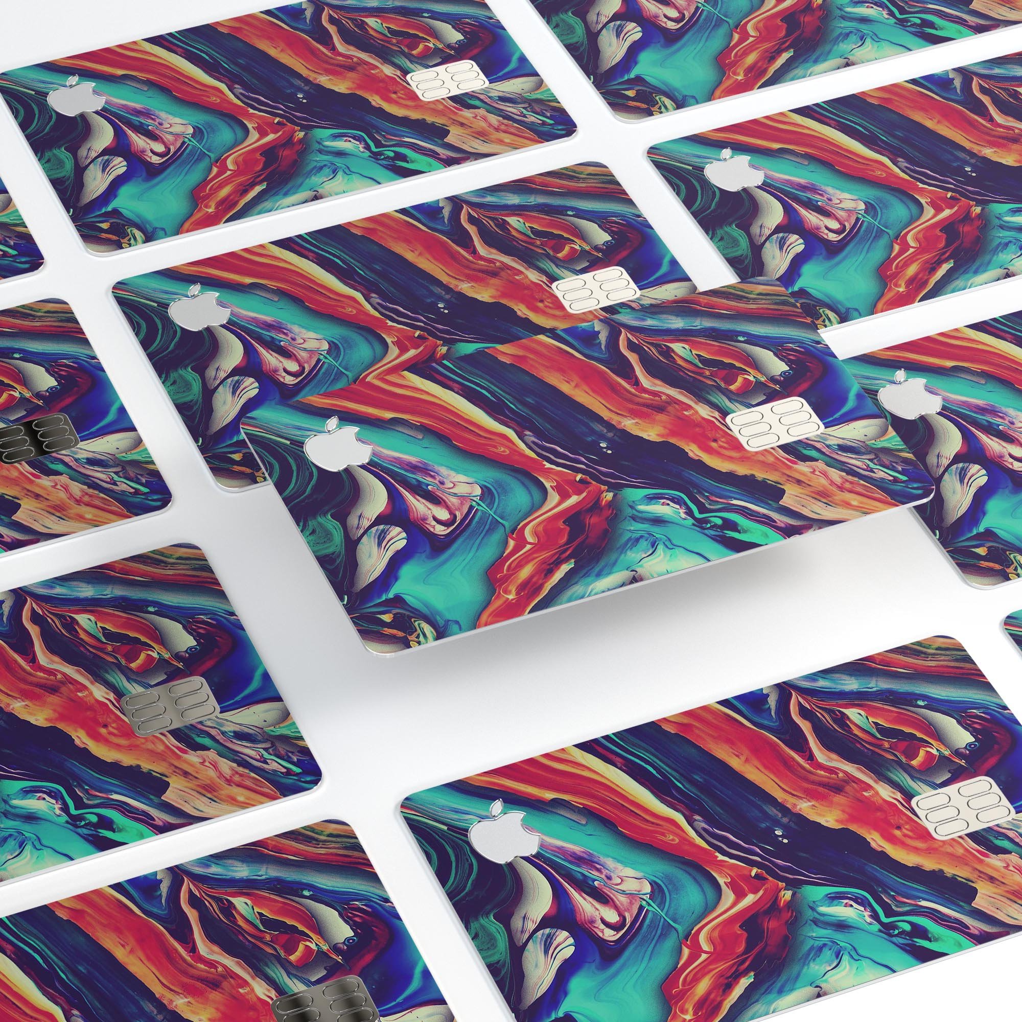 Liquid Abstract Paint Remix V3 skin for Apple Card, showcasing vibrant design and premium vinyl material.