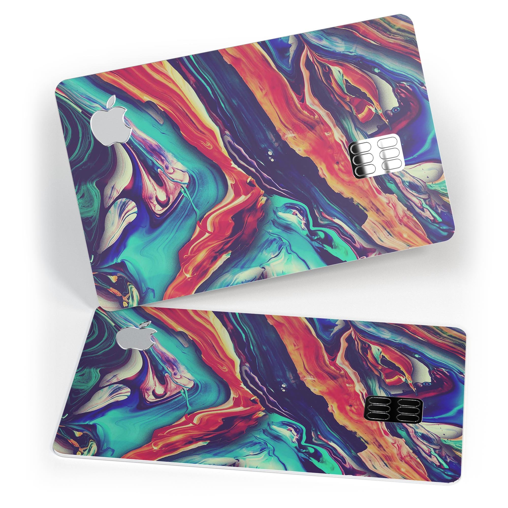 Liquid Abstract Paint Remix V3 skin for Apple Card, showcasing vibrant design and premium vinyl material.