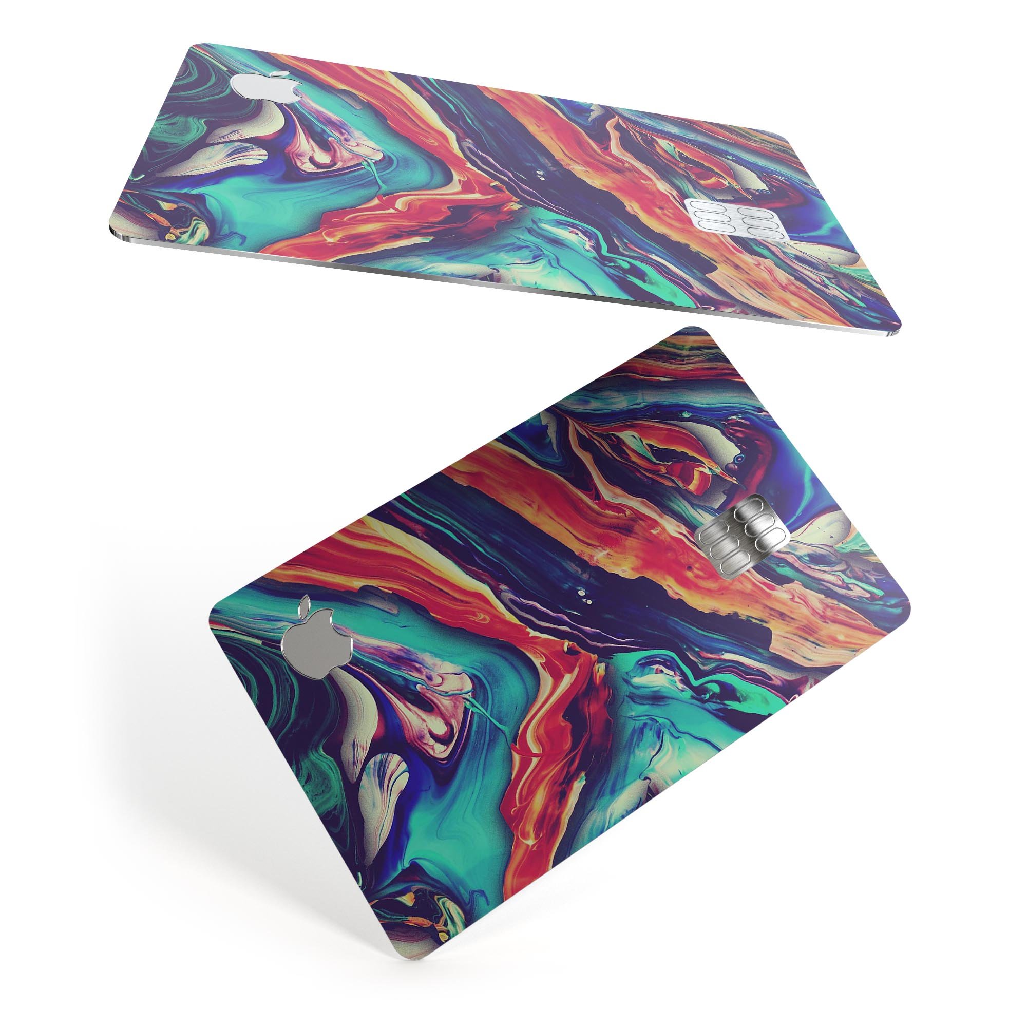 Liquid Abstract Paint Remix V3 skin for Apple Card, showcasing vibrant design and premium vinyl material.