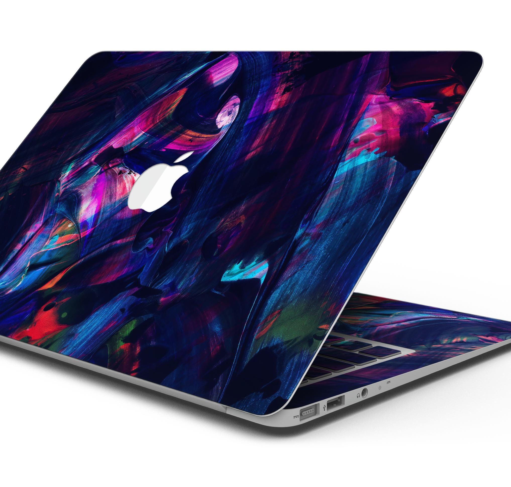 Liquid Abstract Paint Remix V36 skin decal wrap kit for MacBook, showcasing vibrant colors and a sleek design.