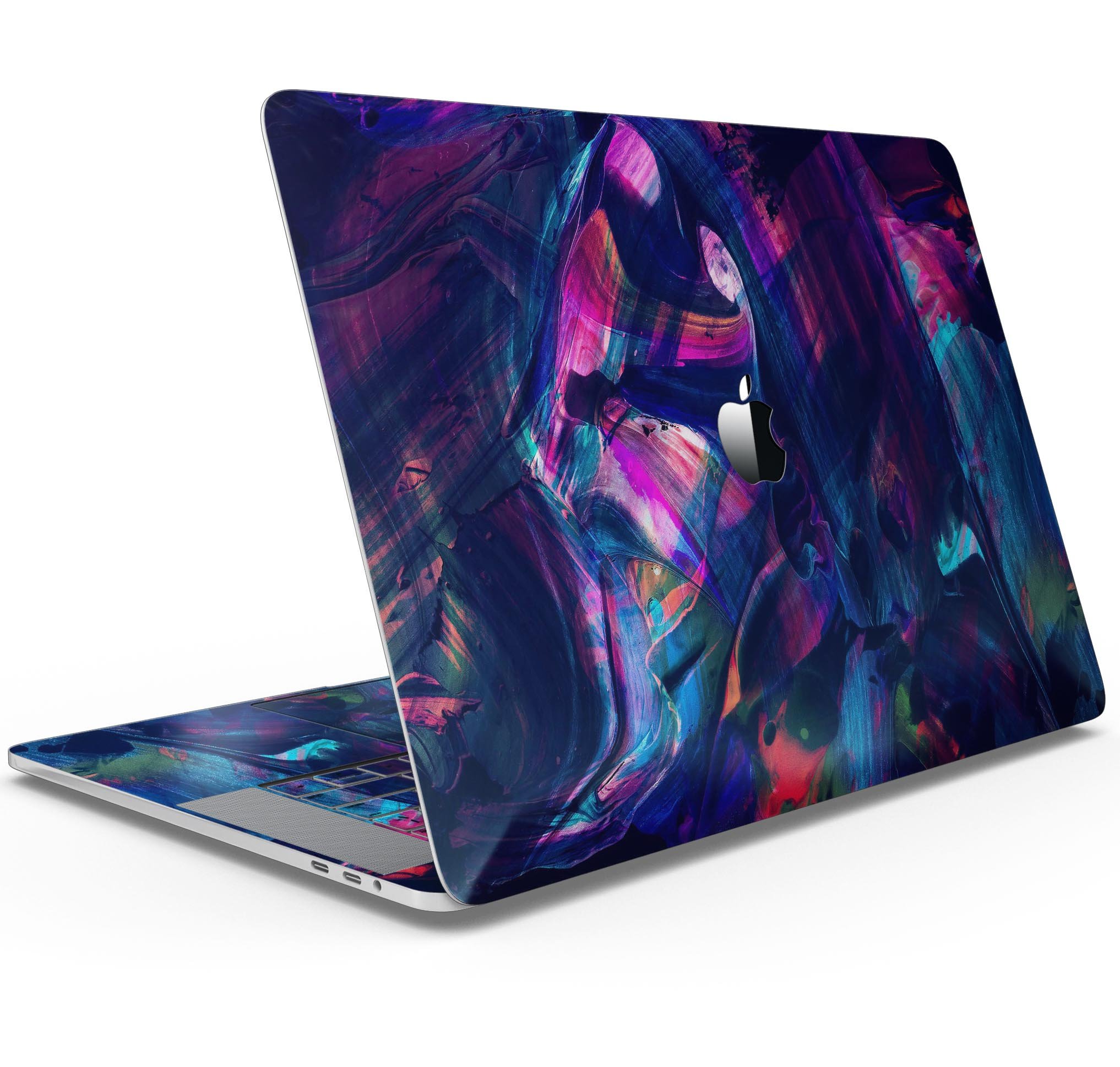 Liquid Abstract Paint Remix V36 skin decal wrap kit for MacBook, showcasing vibrant colors and a sleek design.
