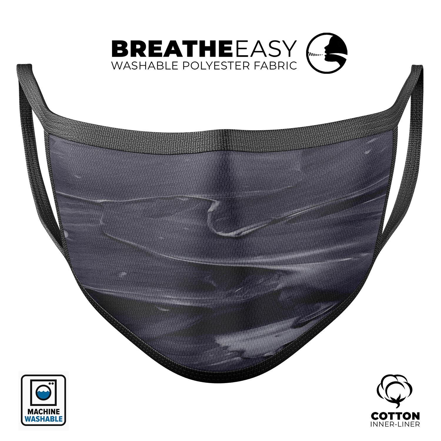 Liquid Abstract Paint Remix V38 face mask featuring vibrant colors and adjustable ear loops, made in the USA.