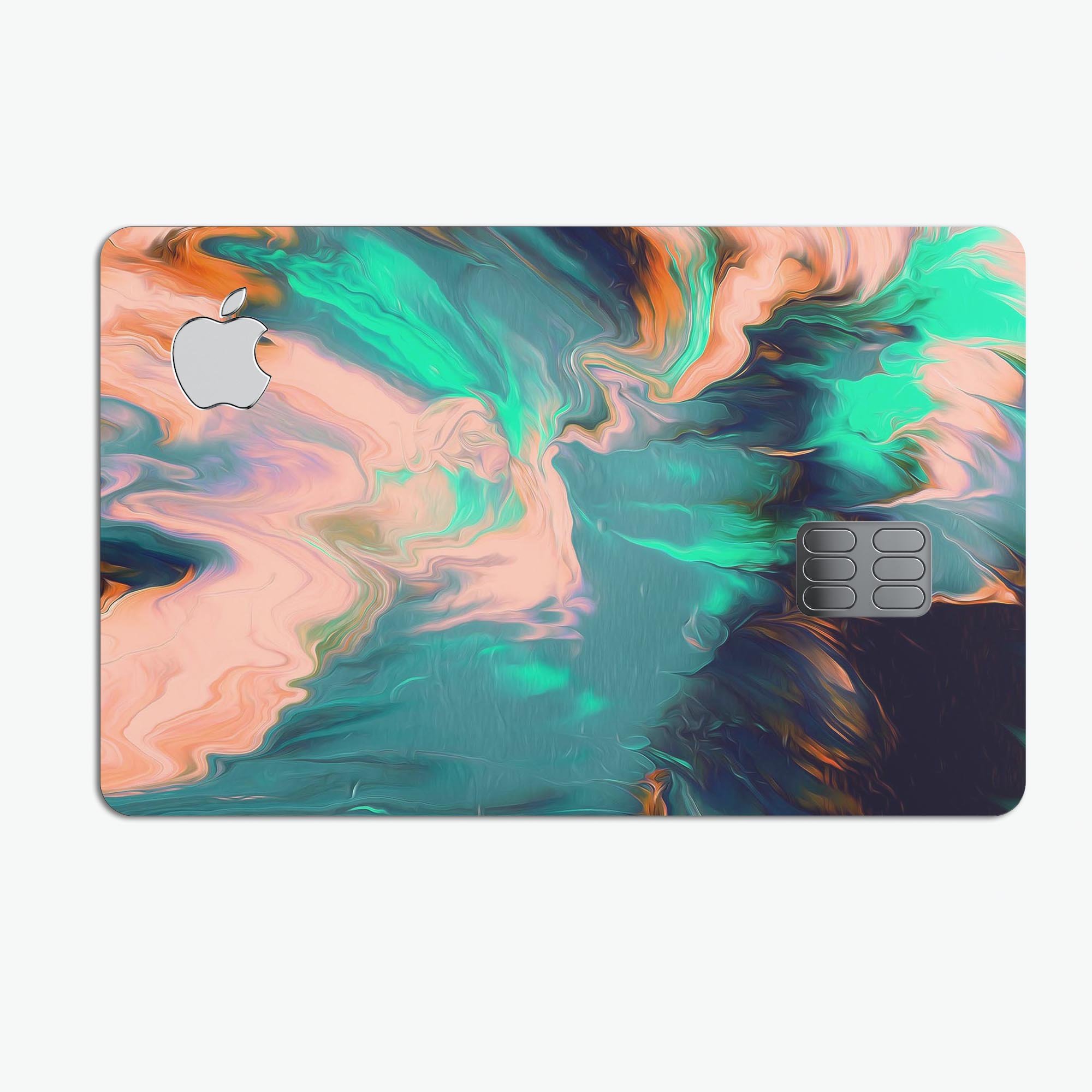 Liquid Abstract Paint Remix V39 skin for Apple Card, showcasing vibrant colors and premium vinyl material.