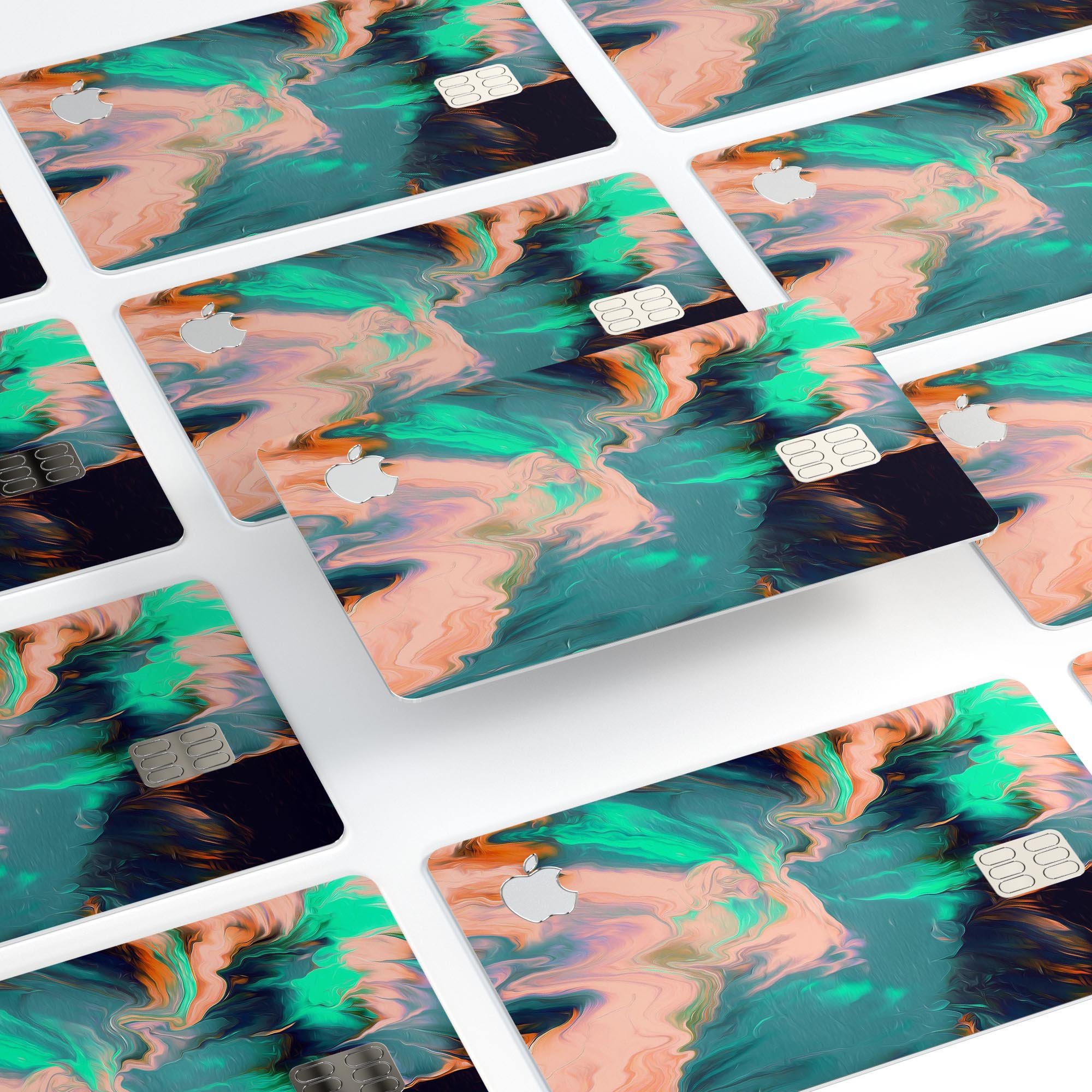 Liquid Abstract Paint Remix V39 skin for Apple Card, showcasing vibrant colors and premium vinyl material.