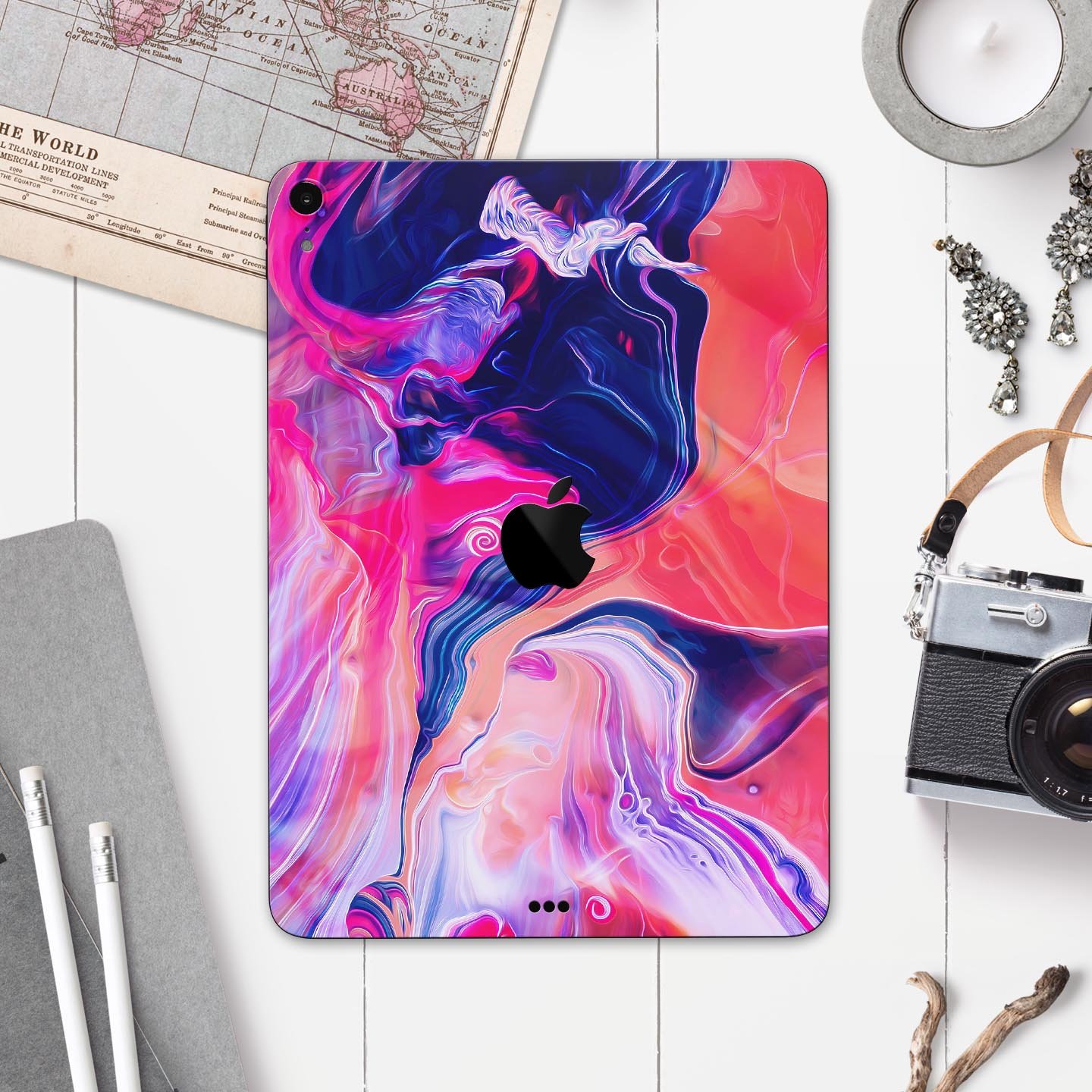 Liquid Abstract Paint Remix V44 full body skin decal for Apple devices, showcasing vibrant abstract design and premium 3M material.