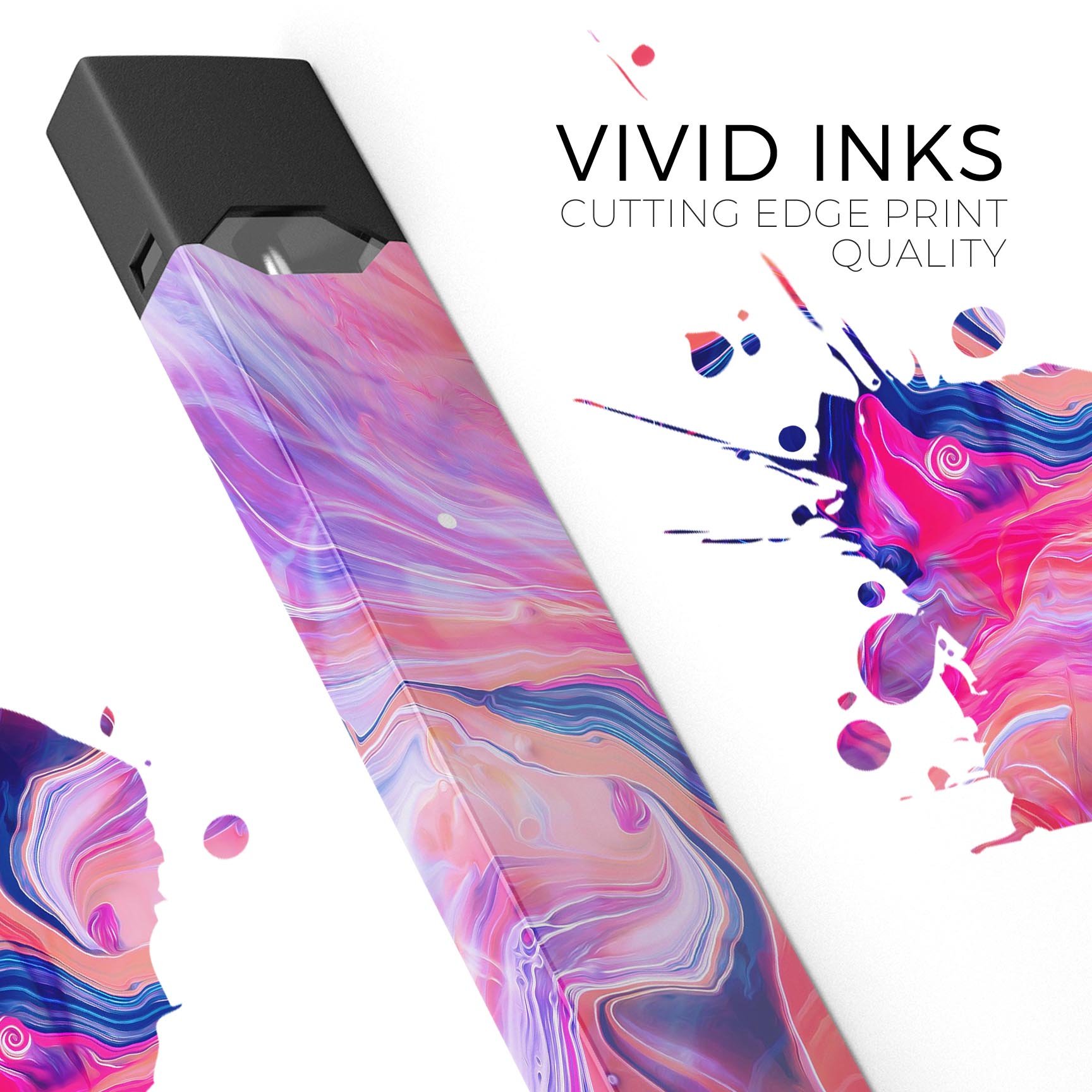 Liquid Abstract Paint Remix V44 skin-wrap for JUUL device, showcasing vibrant colors and precise cut for a perfect fit.