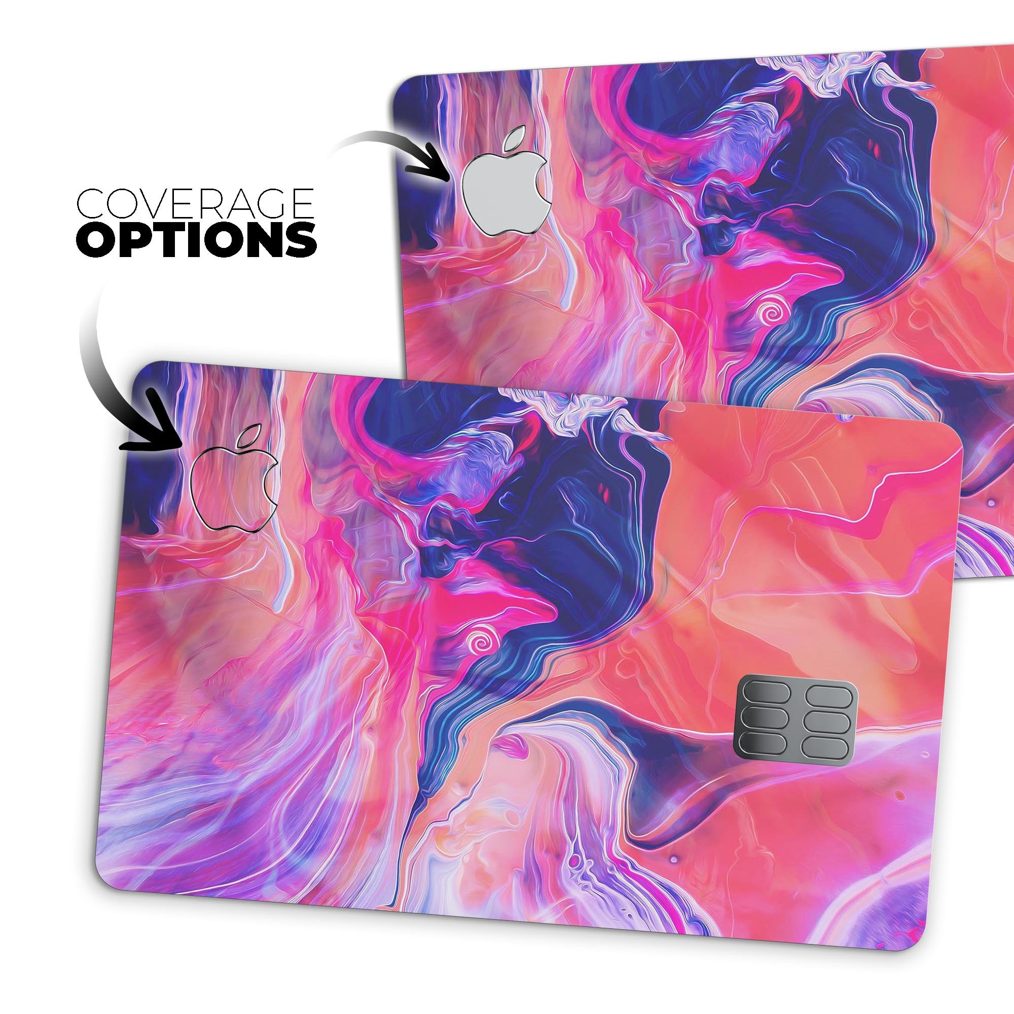 Liquid Abstract Paint Remix V44 skin for Apple Card, showcasing vibrant colors and premium vinyl material.
