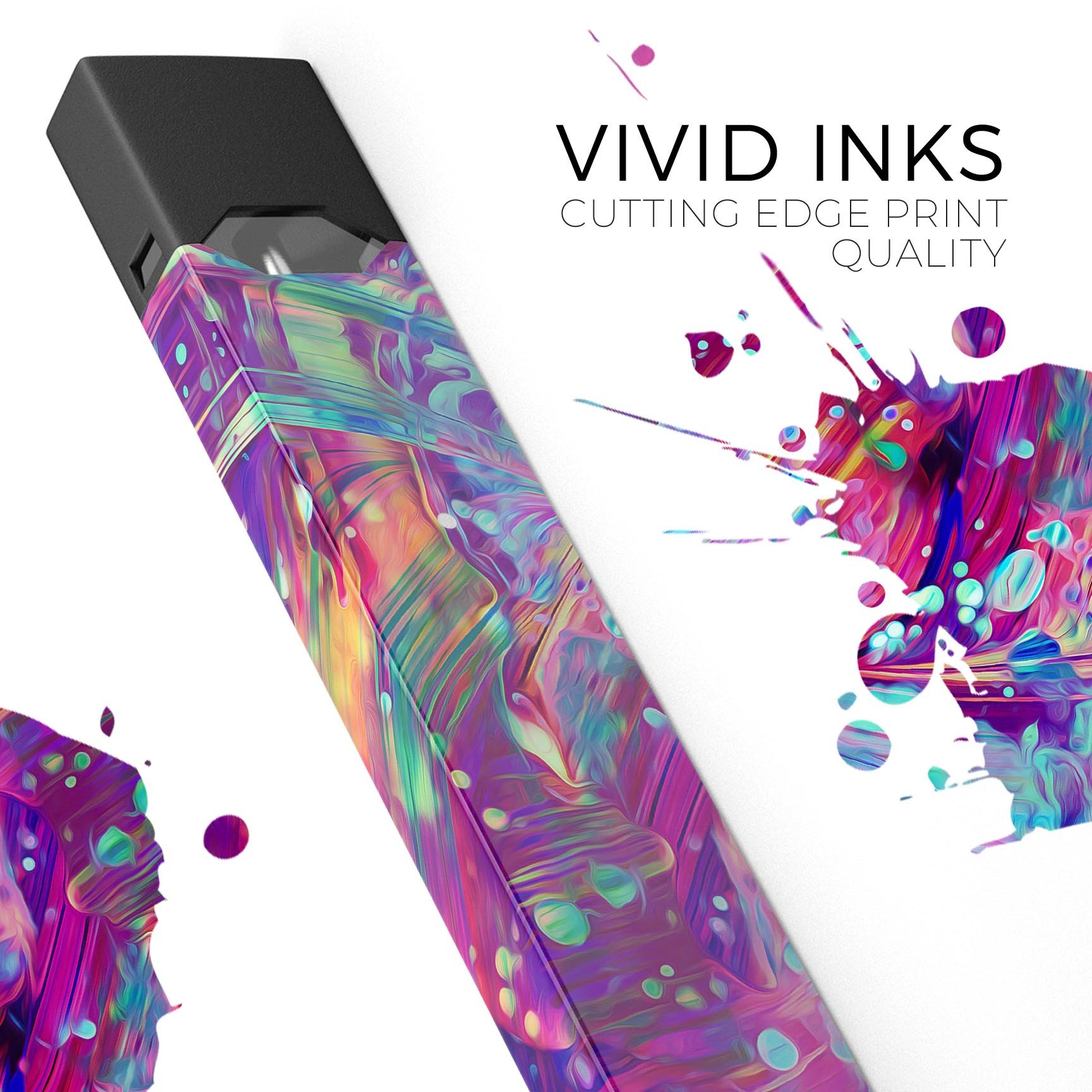 Liquid Abstract Paint Remix V41 skin-wrap for JUUL device, featuring vibrant abstract design and protective lamination.