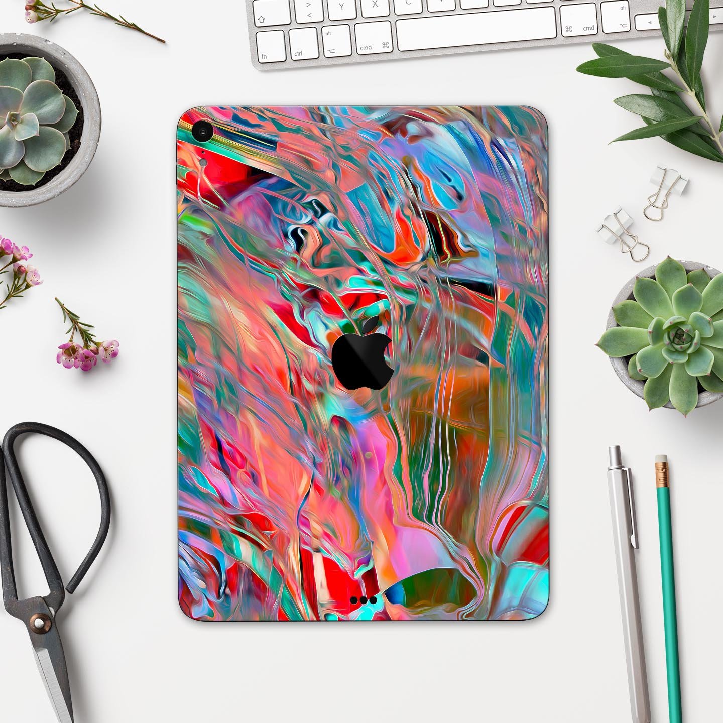 Liquid Abstract Paint Remix V45 full body skin decal for Apple devices, showcasing vibrant abstract design and premium 3M material.