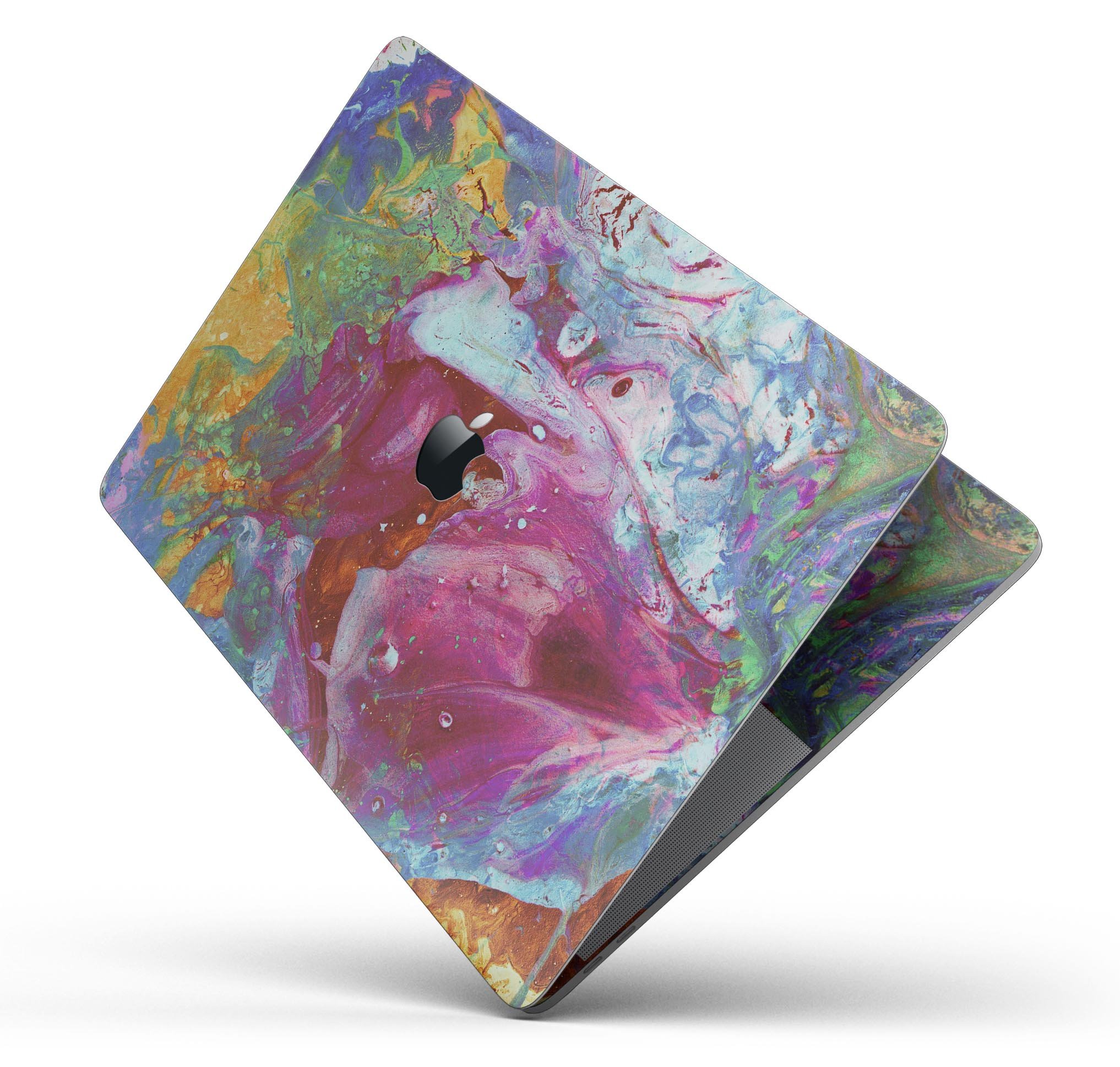 Liquid Abstract Paint Remix V46 skin decal wrap kit for MacBook, showcasing vibrant abstract design and premium vinyl material.