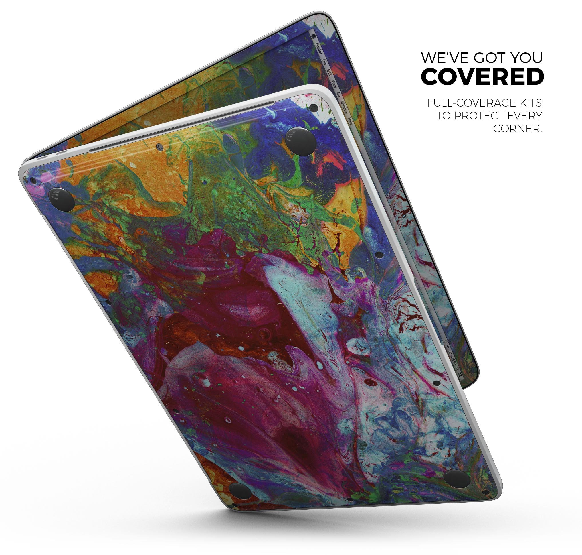 Liquid Abstract Paint Remix V46 skin decal wrap kit for MacBook, showcasing vibrant abstract design and premium vinyl material.