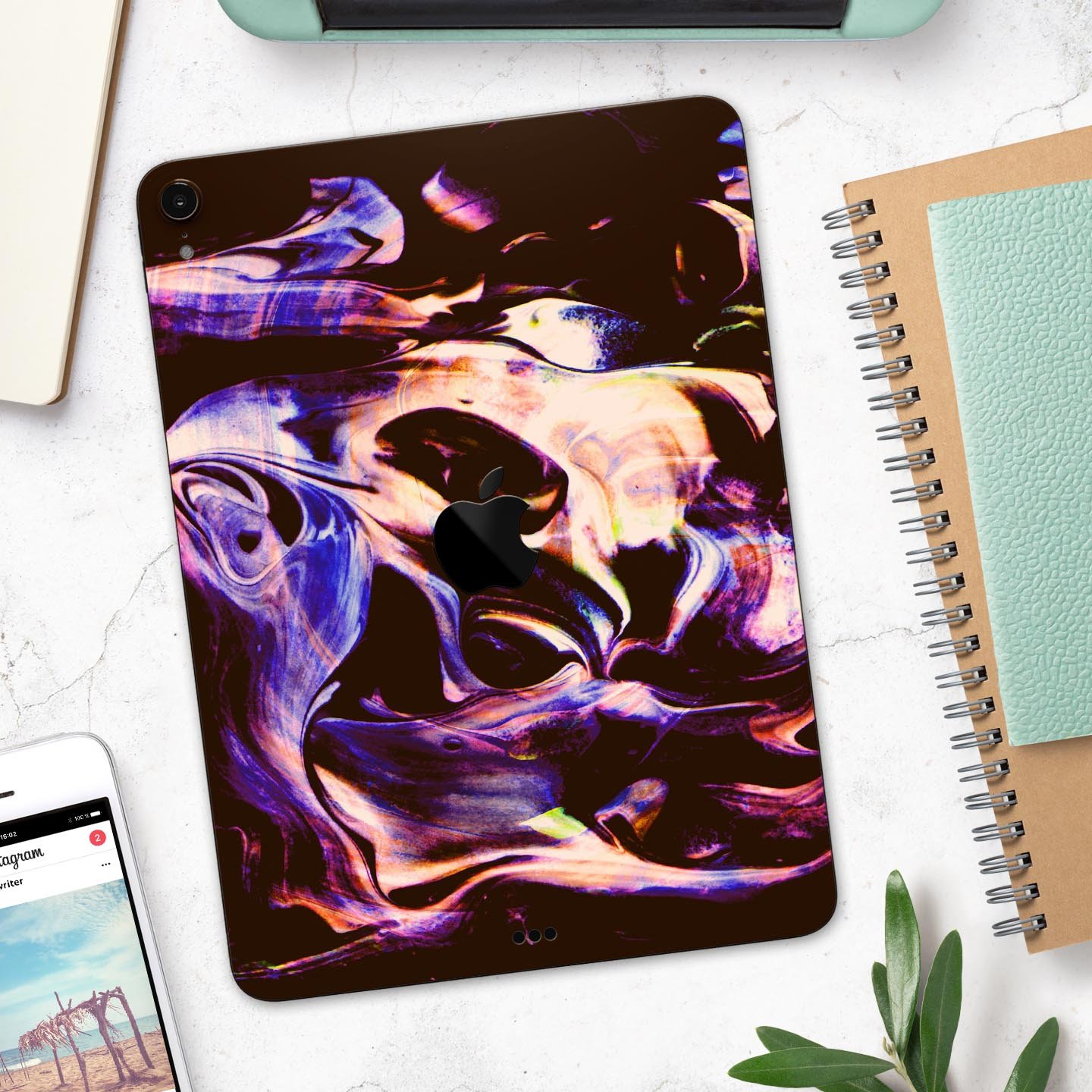 Liquid Abstract Paint Remix V51 full body skin decal for Apple devices, showcasing vibrant abstract design and premium 3M material.