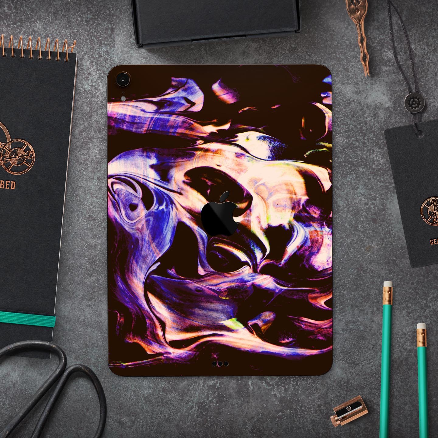 Liquid Abstract Paint Remix V51 full body skin decal for Apple devices, showcasing vibrant abstract design and premium 3M material.