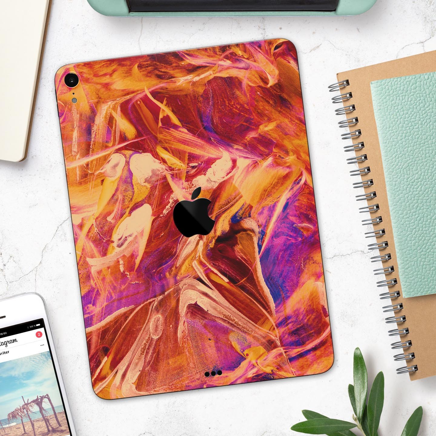 Liquid Abstract Paint Remix V60 full body skin decal for Apple devices, showcasing vibrant colors and premium 3M material.