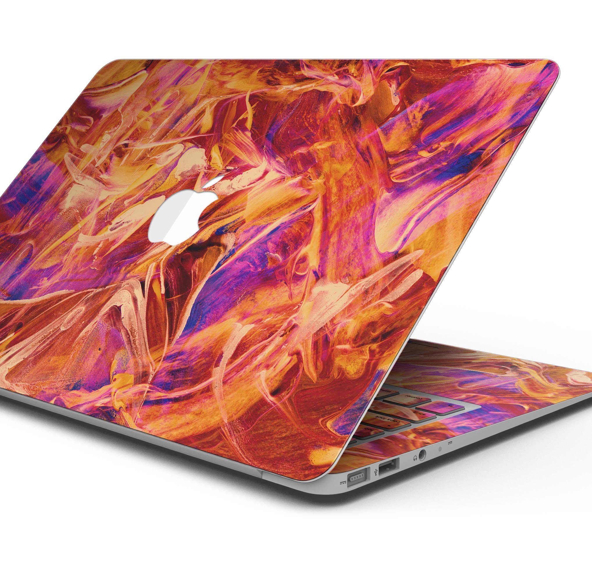 Liquid Abstract Paint Remix V60 skin decal wrap kit for MacBook, showcasing vibrant colors and a sleek design.
