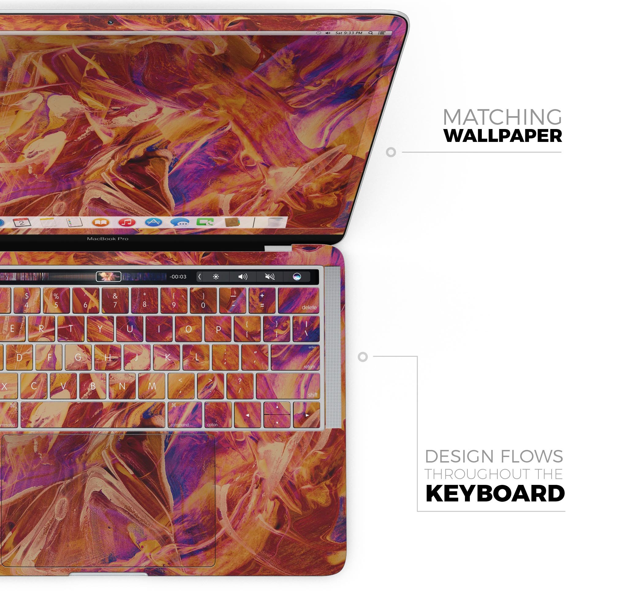 Liquid Abstract Paint Remix V60 skin decal wrap kit for MacBook, showcasing vibrant colors and a sleek design.