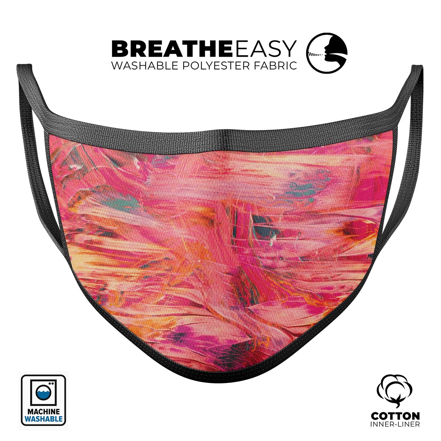 Liquid Abstract Paint Remix V61 reusable face mask, featuring vibrant dye-sublimated design, adjustable ear loops, and soft cotton interior.