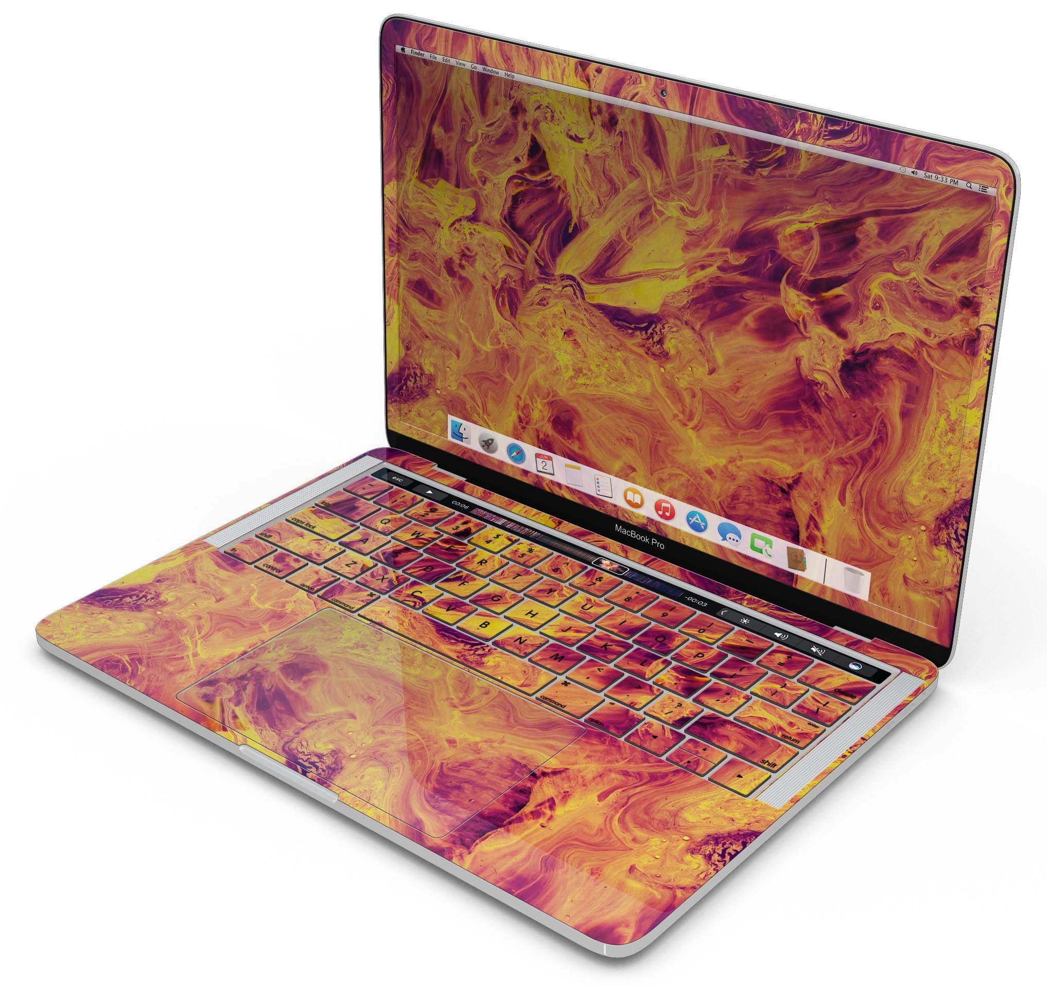 Liquid Abstract Paint Remix V62 skin decal wrap kit for MacBook, showcasing vibrant colors and a sleek design.