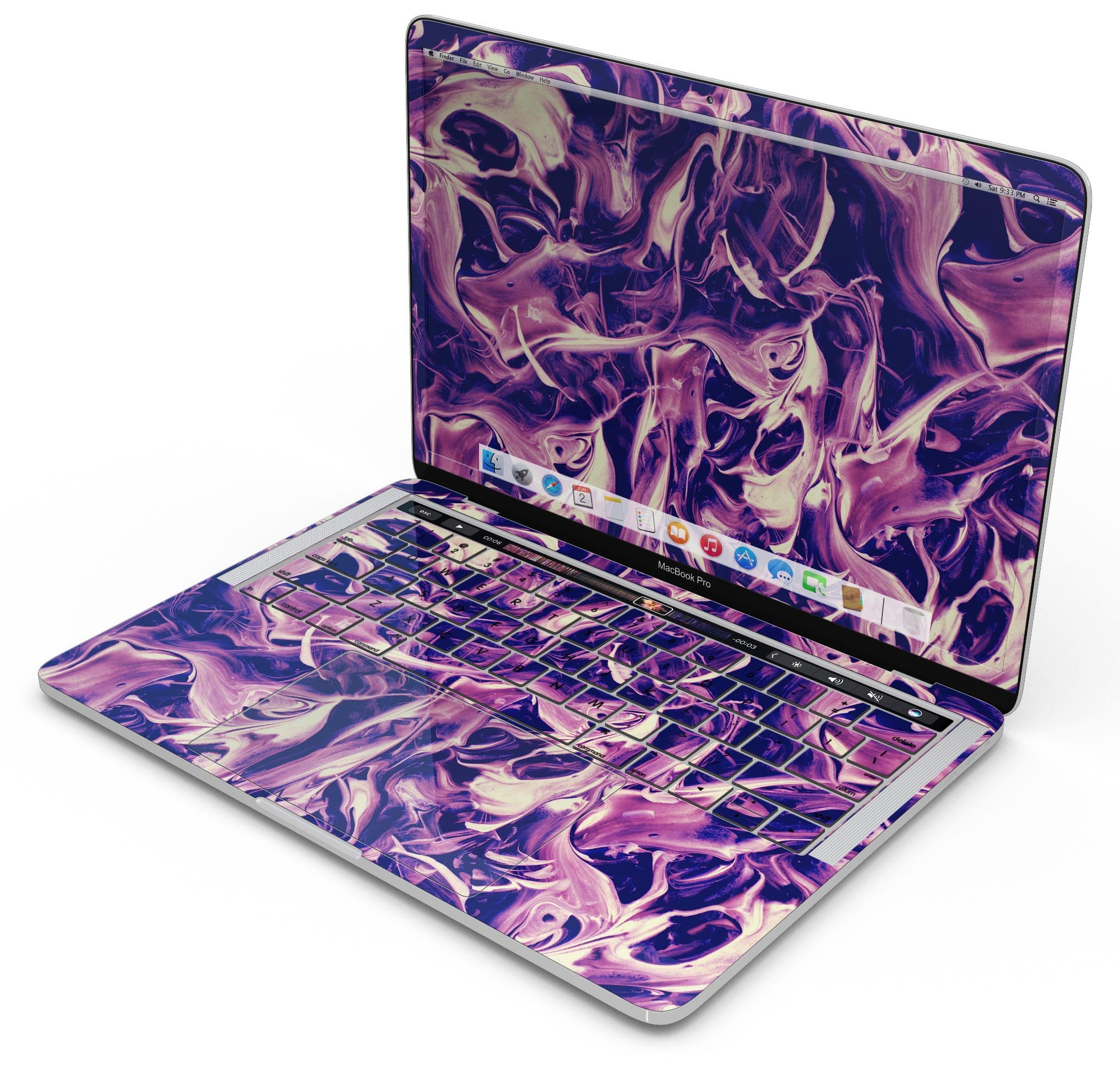 Liquid Abstract Paint Remix V63 skin decal wrap kit for Apple MacBook, showcasing vibrant colors and a sleek design.