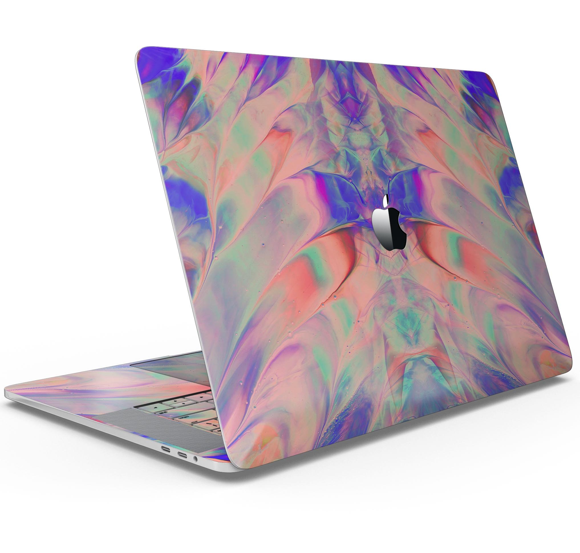 Liquid Abstract Paint Remix V64 skin decal wrap kit for MacBook, showcasing vibrant colors and a sleek design.