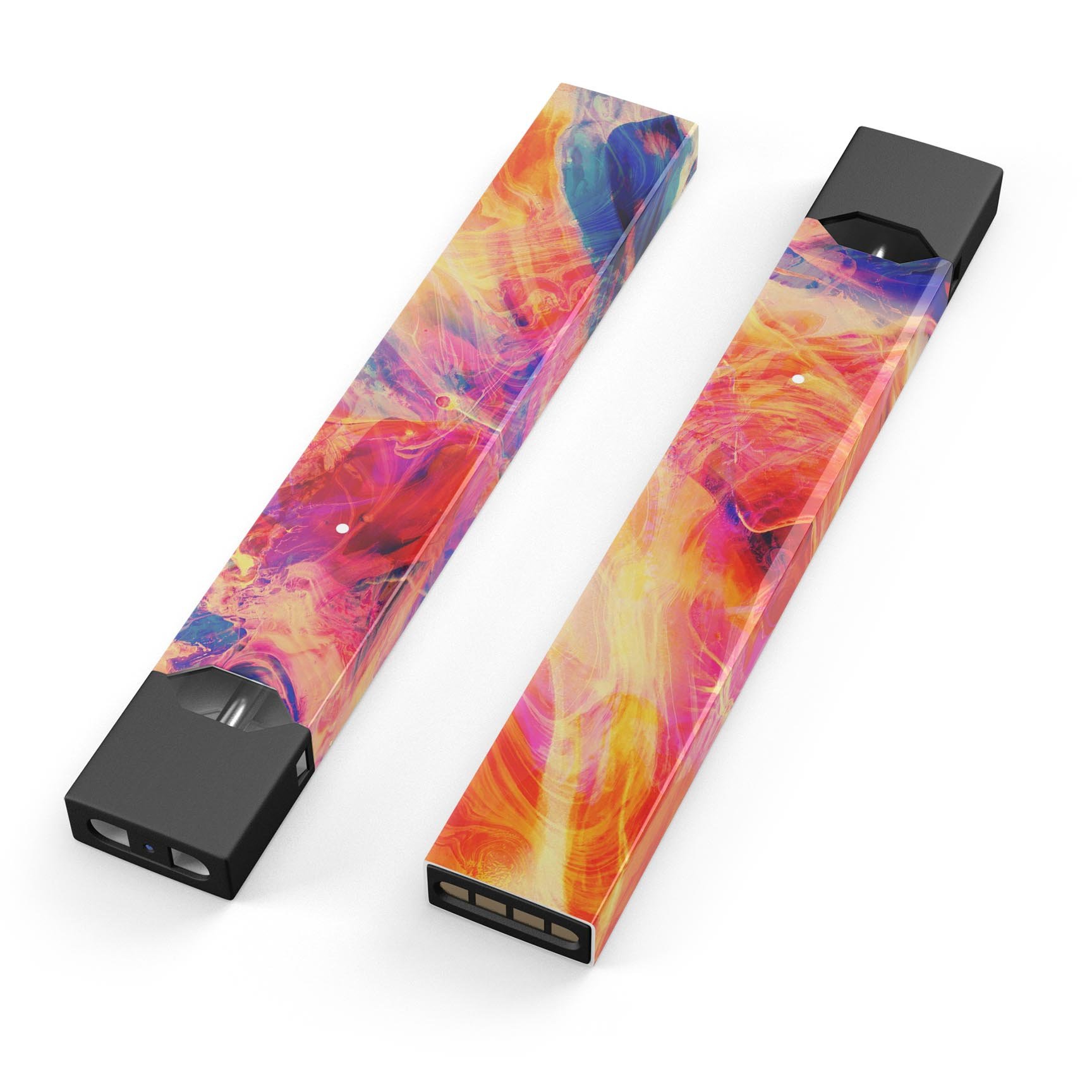 Liquid Abstract Paint Remix V69 skin-wrap for JUUL device, featuring vibrant abstract design and protective dual-layer construction.