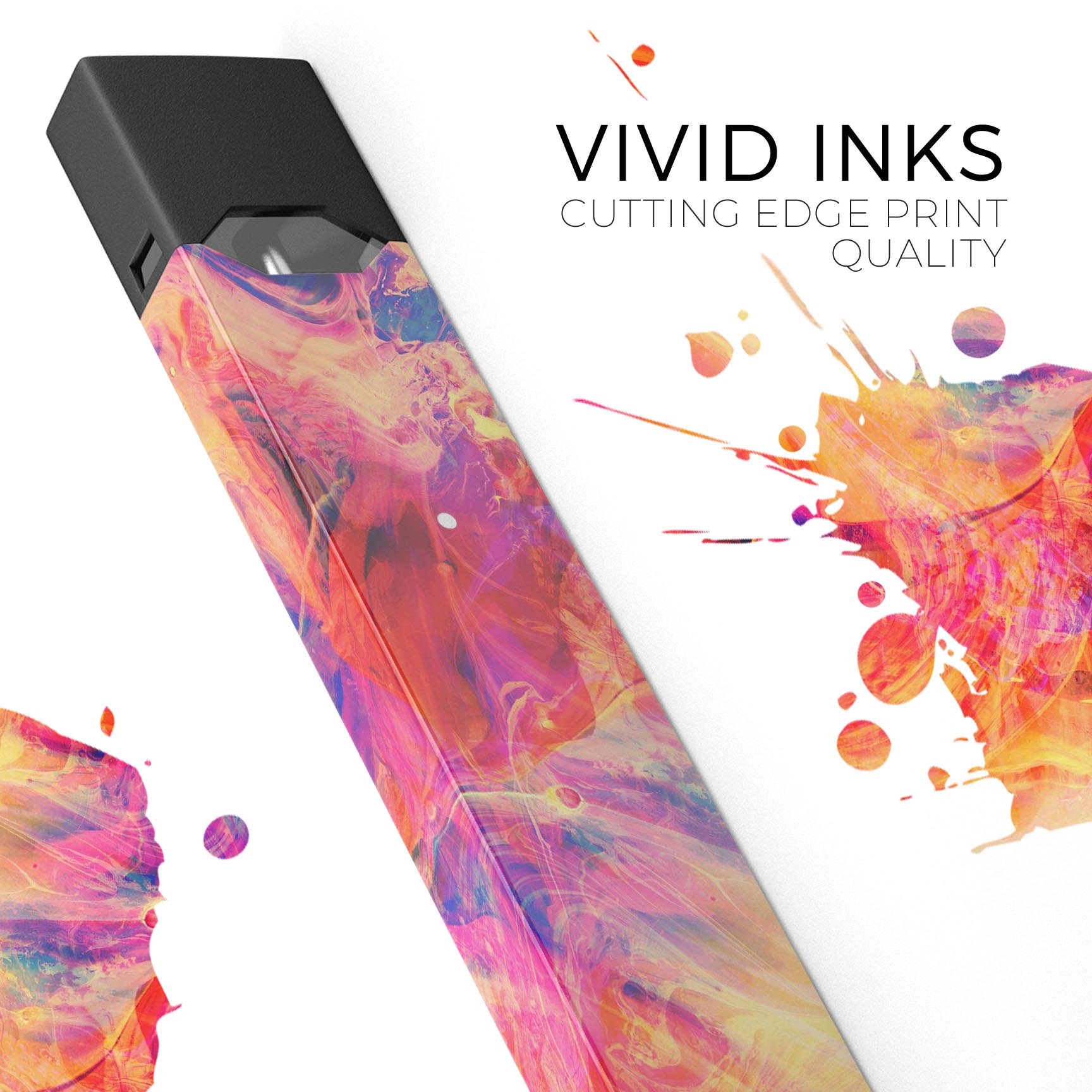 Liquid Abstract Paint Remix V69 skin-wrap for JUUL device, featuring vibrant abstract design and protective dual-layer construction.
