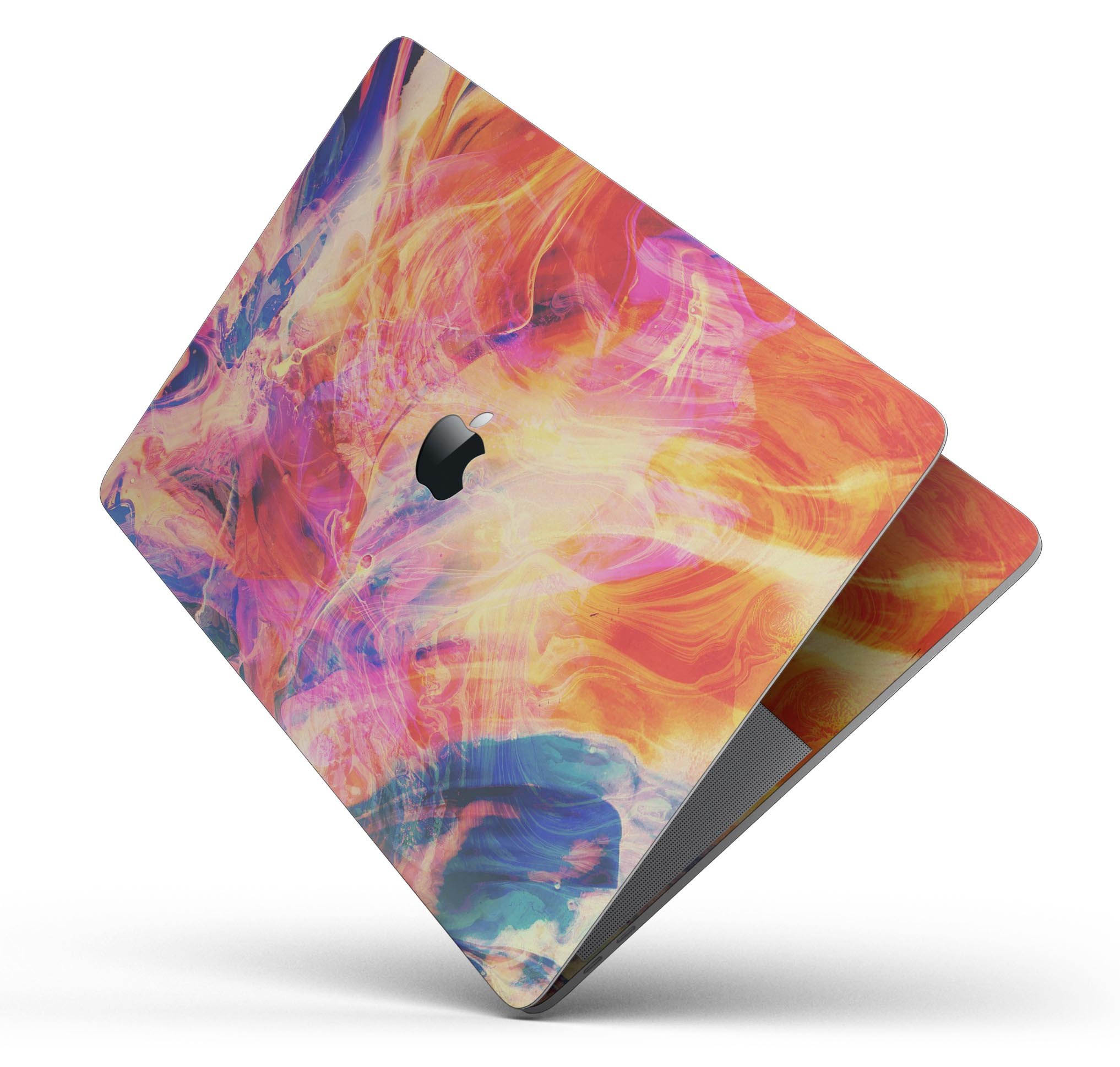 Liquid Abstract Paint Remix V69 skin decal wrap kit for MacBook, showcasing vibrant colors and a sleek design.