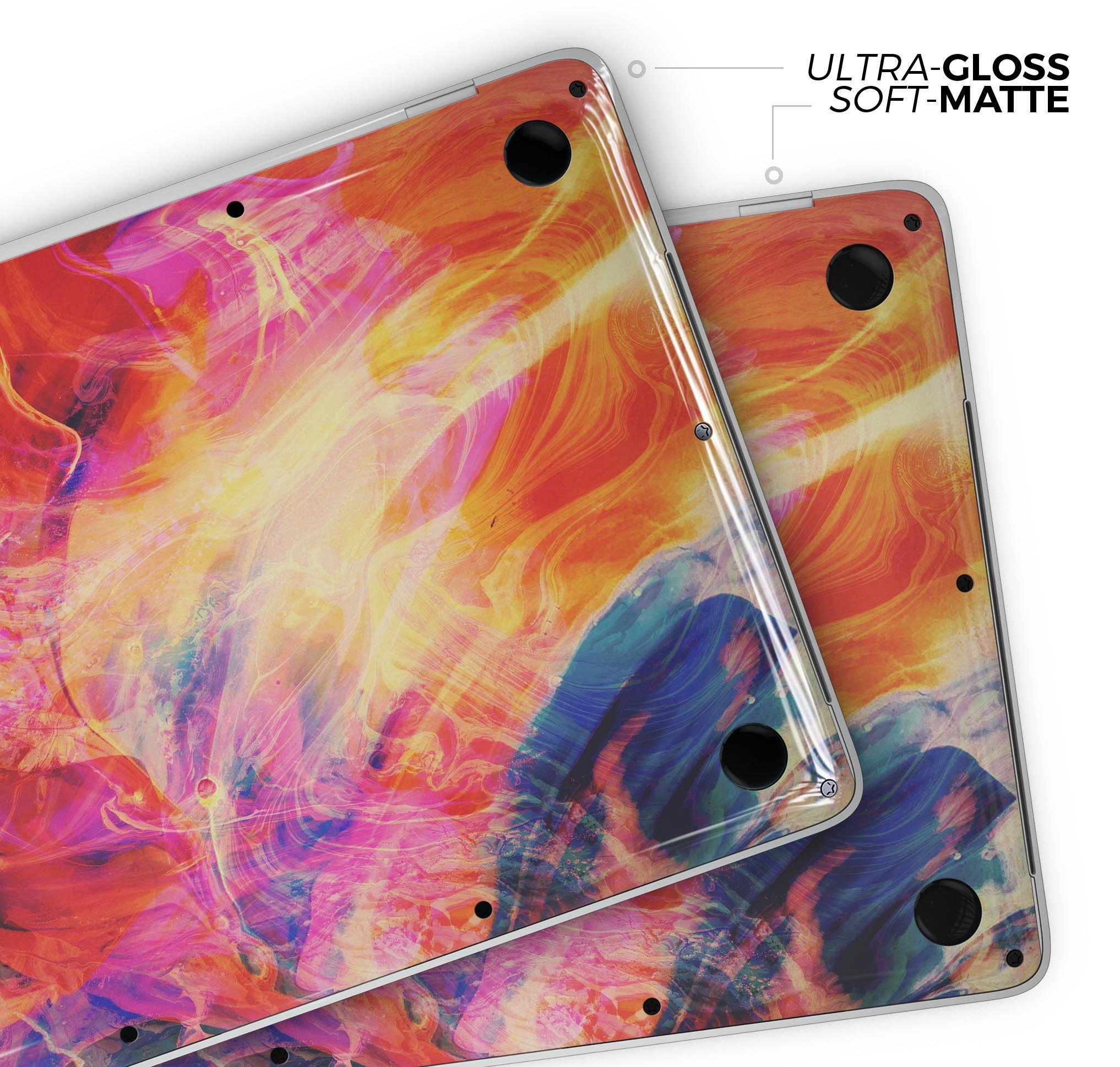 Liquid Abstract Paint Remix V69 skin decal wrap kit for MacBook, showcasing vibrant colors and a sleek design.