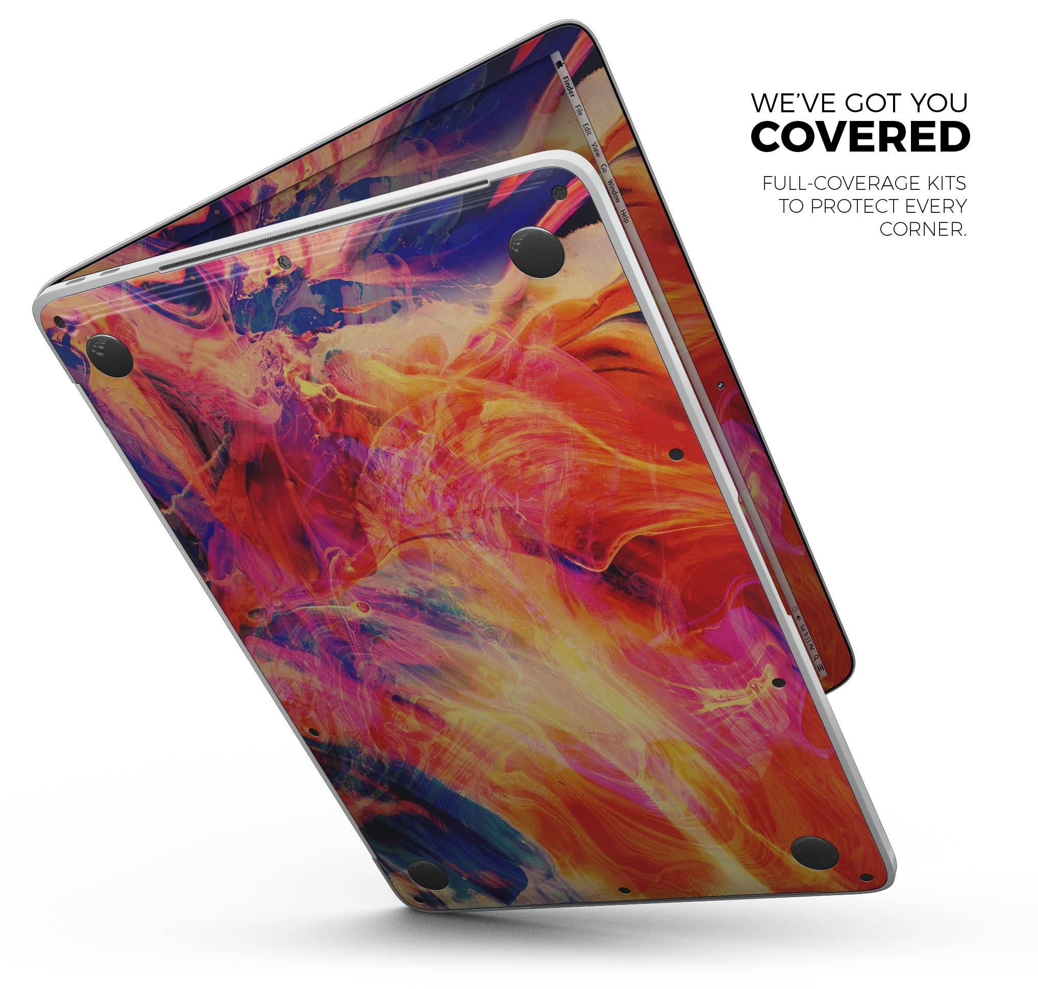 Liquid Abstract Paint Remix V69 skin decal wrap kit for MacBook, showcasing vibrant colors and a sleek design.