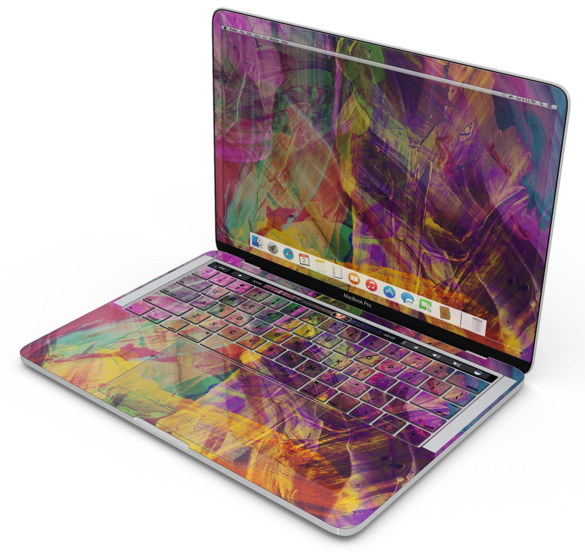 Liquid Abstract Paint Remix V71 skin decal wrap kit for MacBook, showcasing vibrant abstract design and premium vinyl material.
