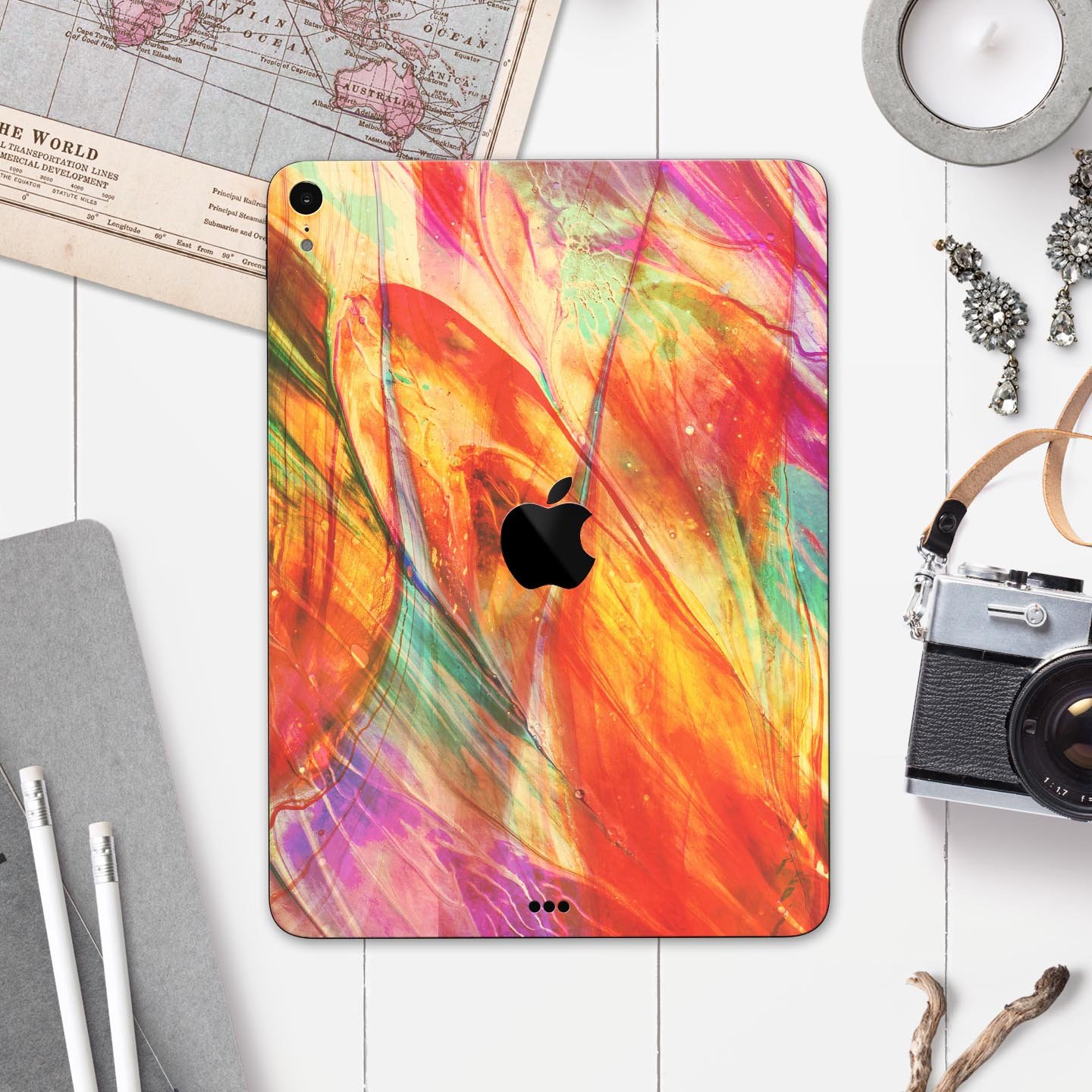 Liquid Abstract Paint Remix V72 skin decal for Apple devices, showcasing vibrant abstract design and premium 3M material.