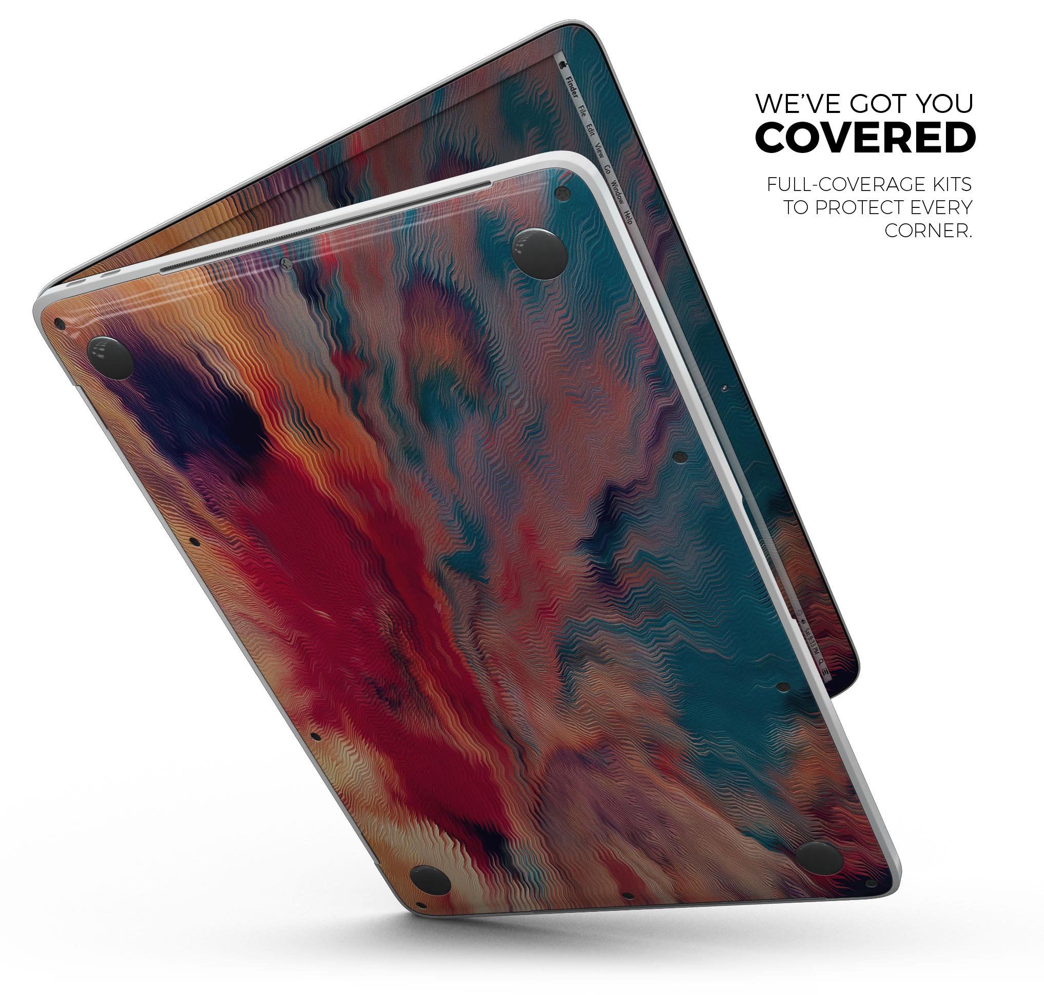 Liquid Abstract Paint Remix V78 skin decal wrap kit for MacBook, showcasing vibrant abstract design and premium vinyl material.