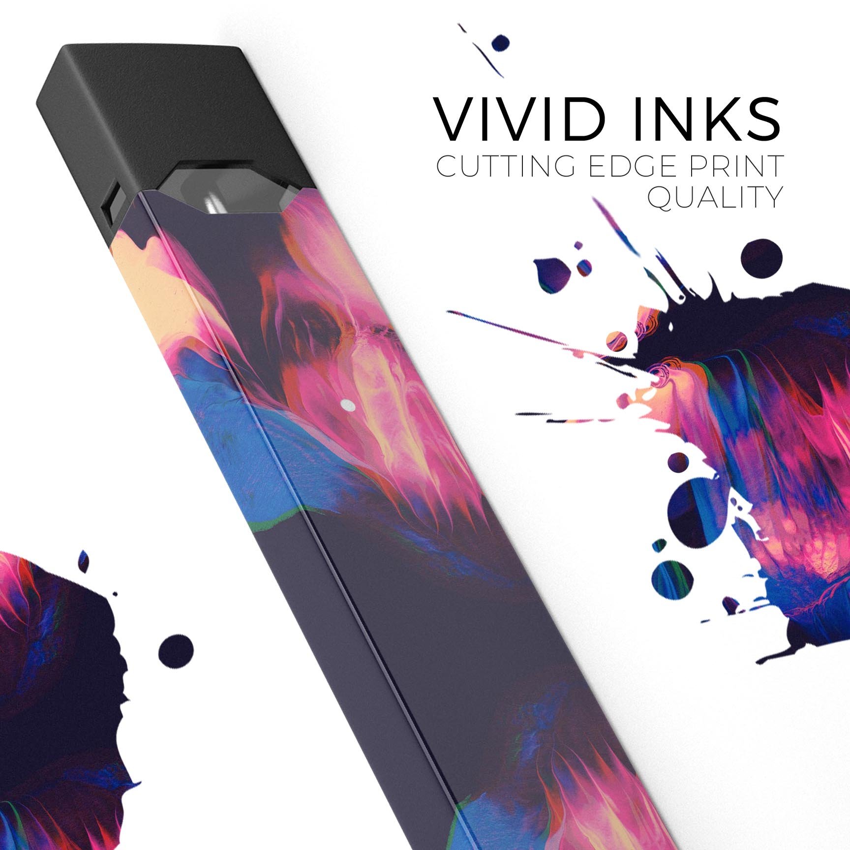 Liquid Abstract Paint Remix V79 skin-wrap for JUUL device, featuring vibrant abstract design and protective dual-layer construction.